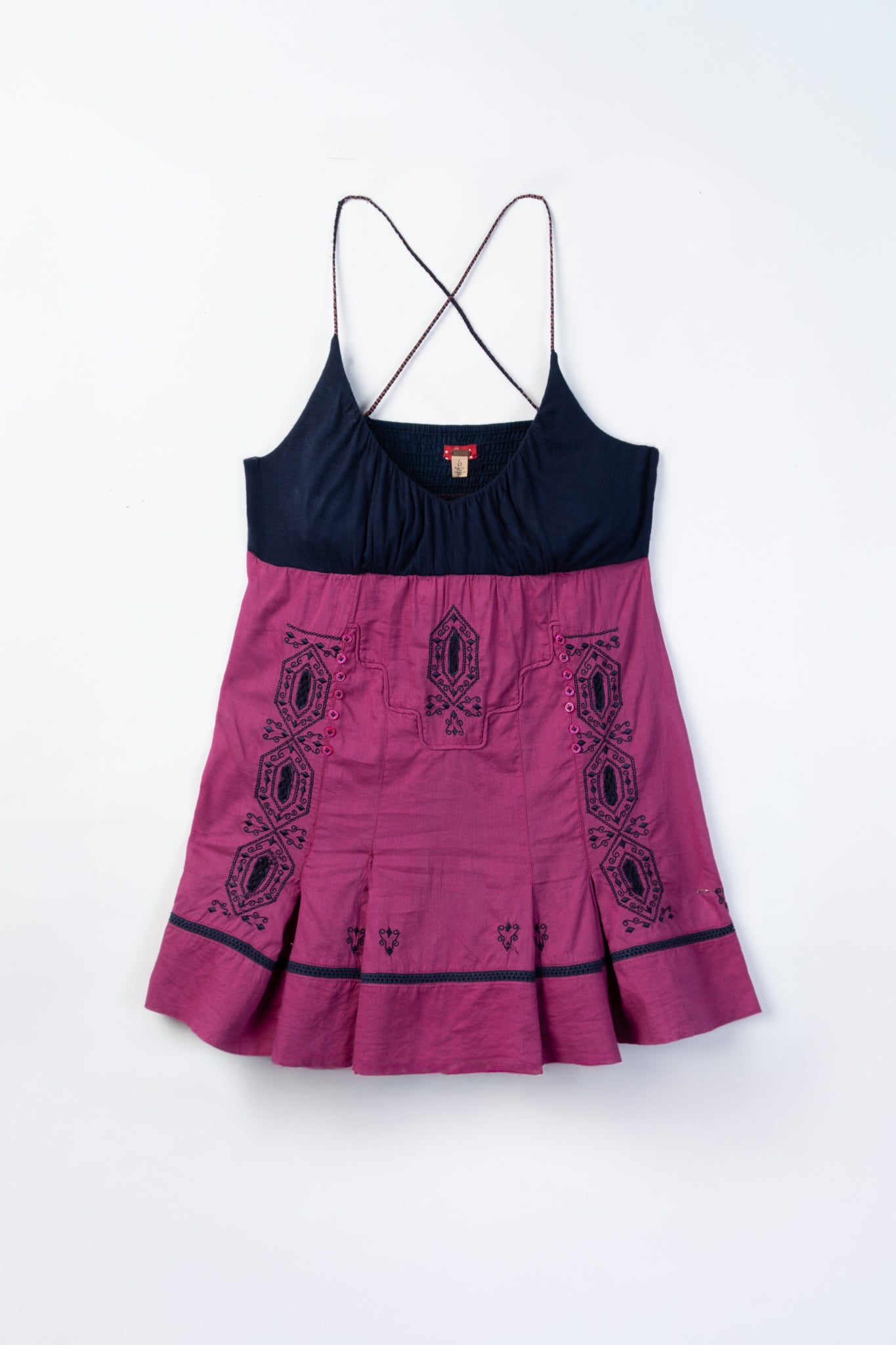 2000s Embroidered Babydoll Top  Calico