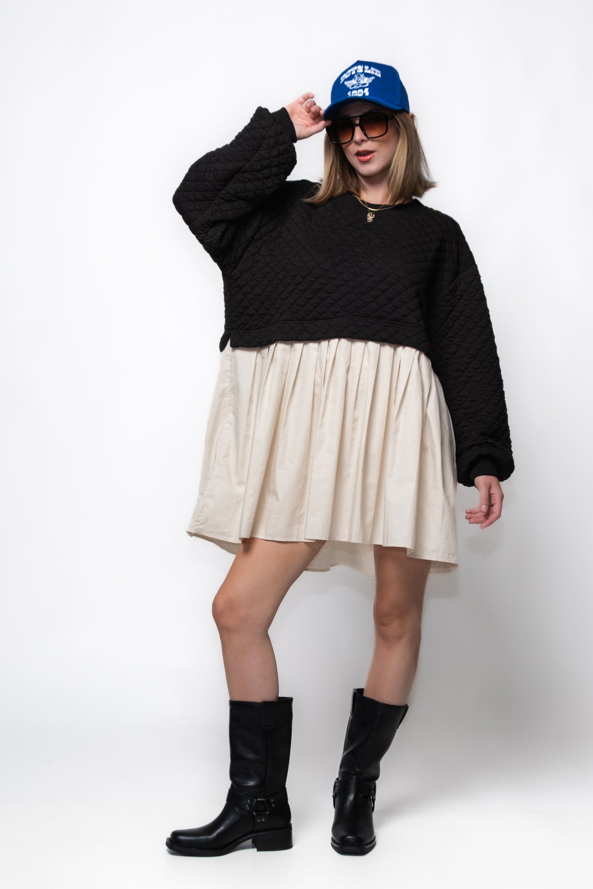 Double Down Mixed Media Dress
