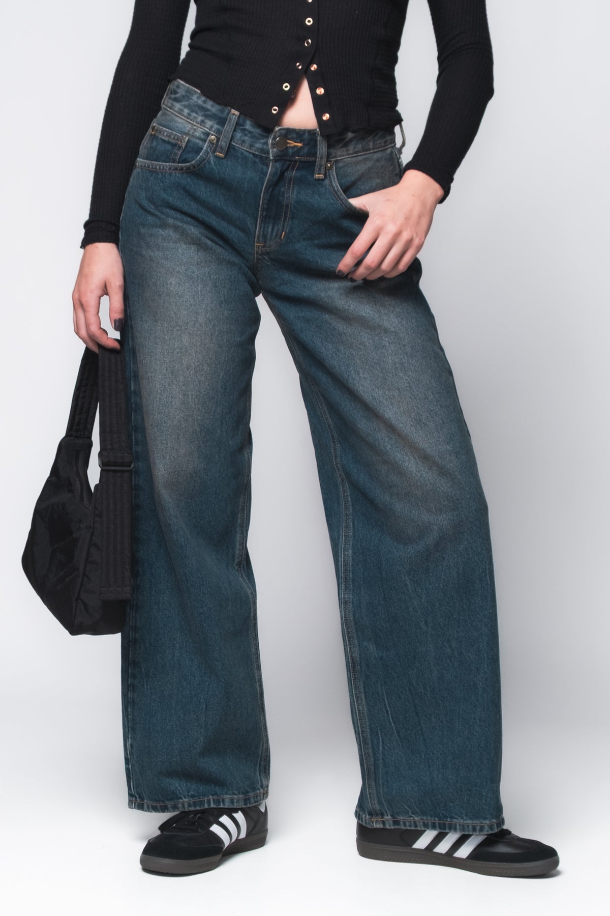 Just Black Baggy Wide Leg Jeans