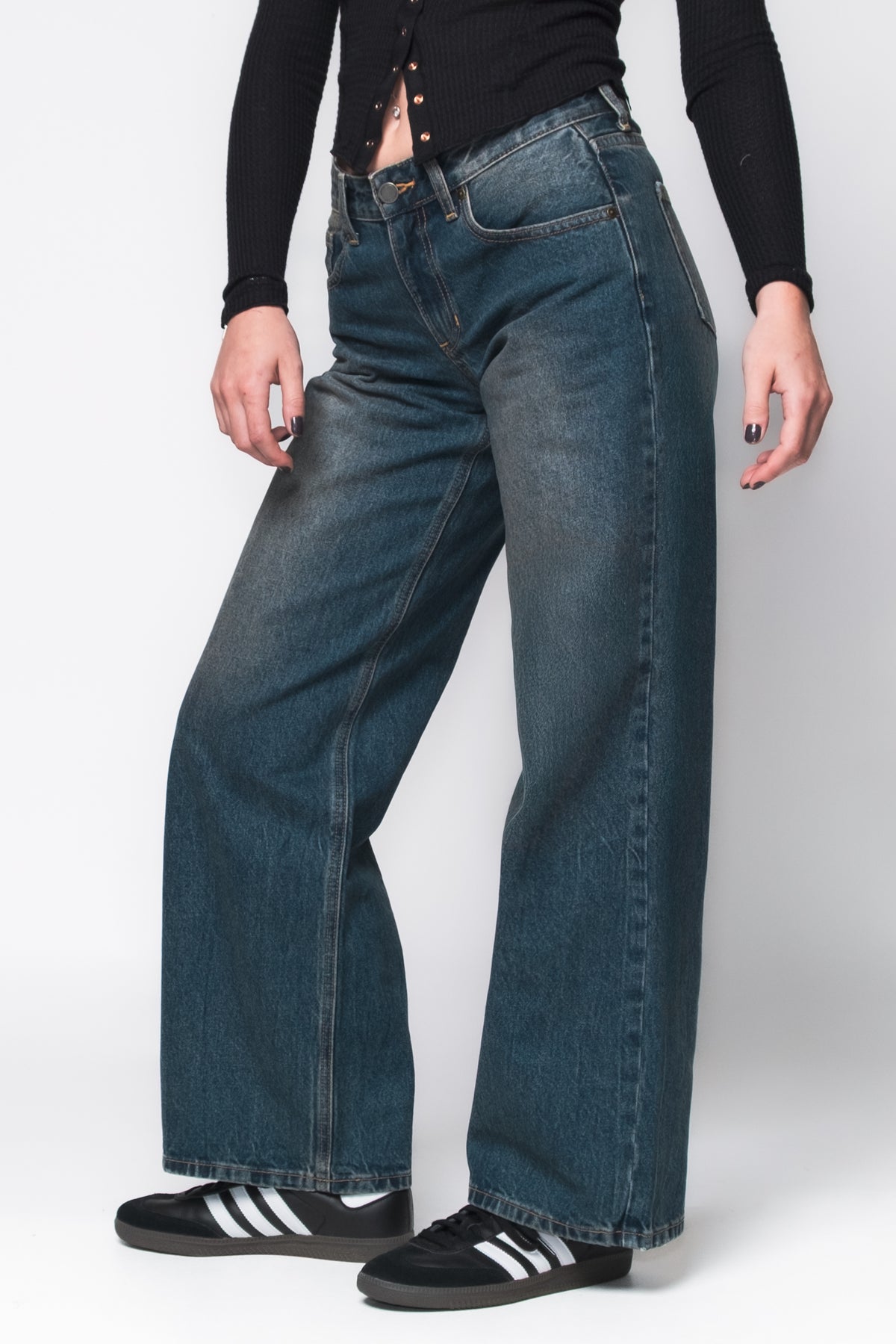 Just Black Baggy Wide Leg Jeans