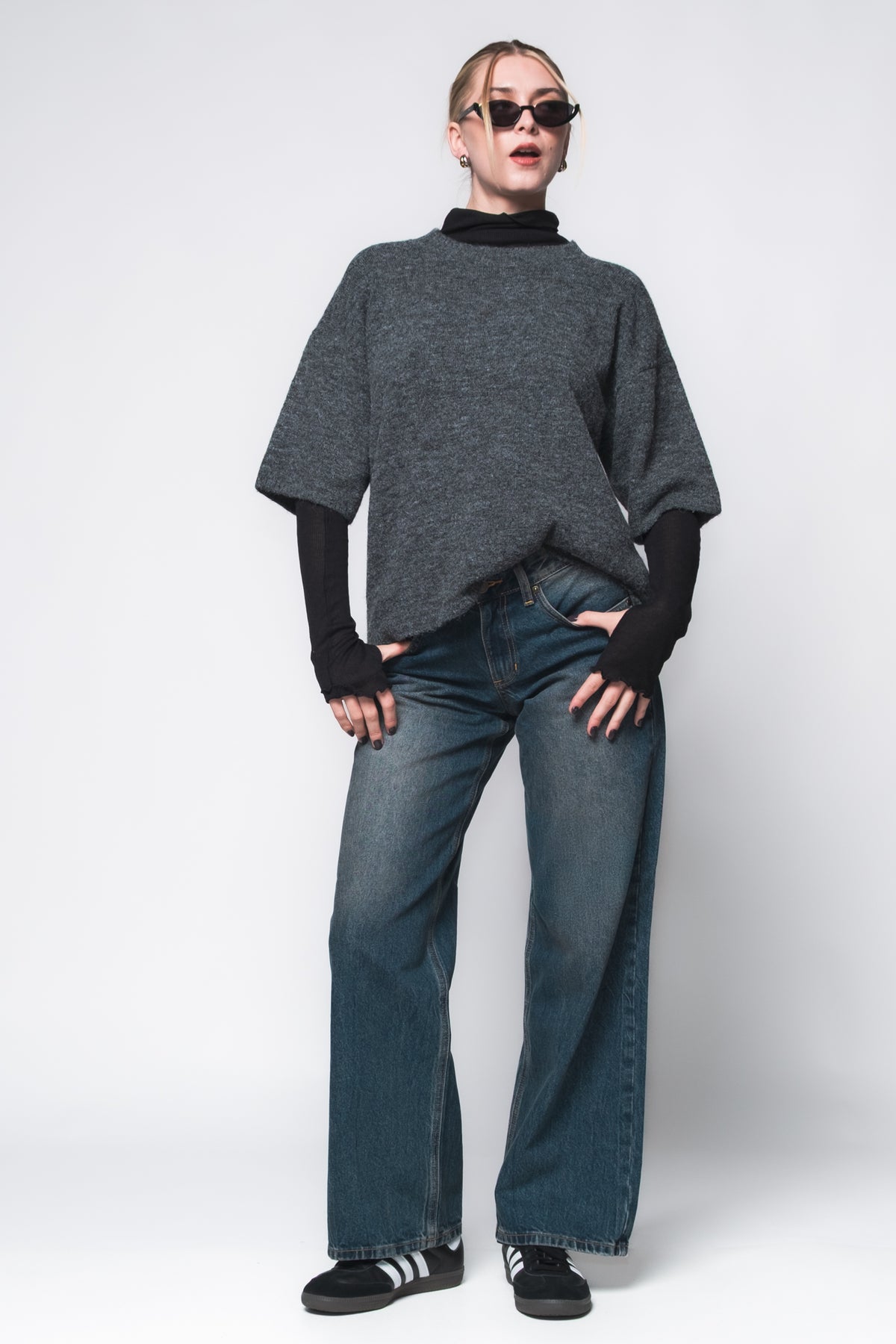 Just Black Baggy Wide Leg Jeans