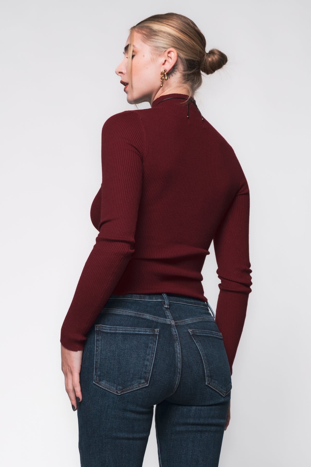Ama Ribbed Mock Neck Layering Top