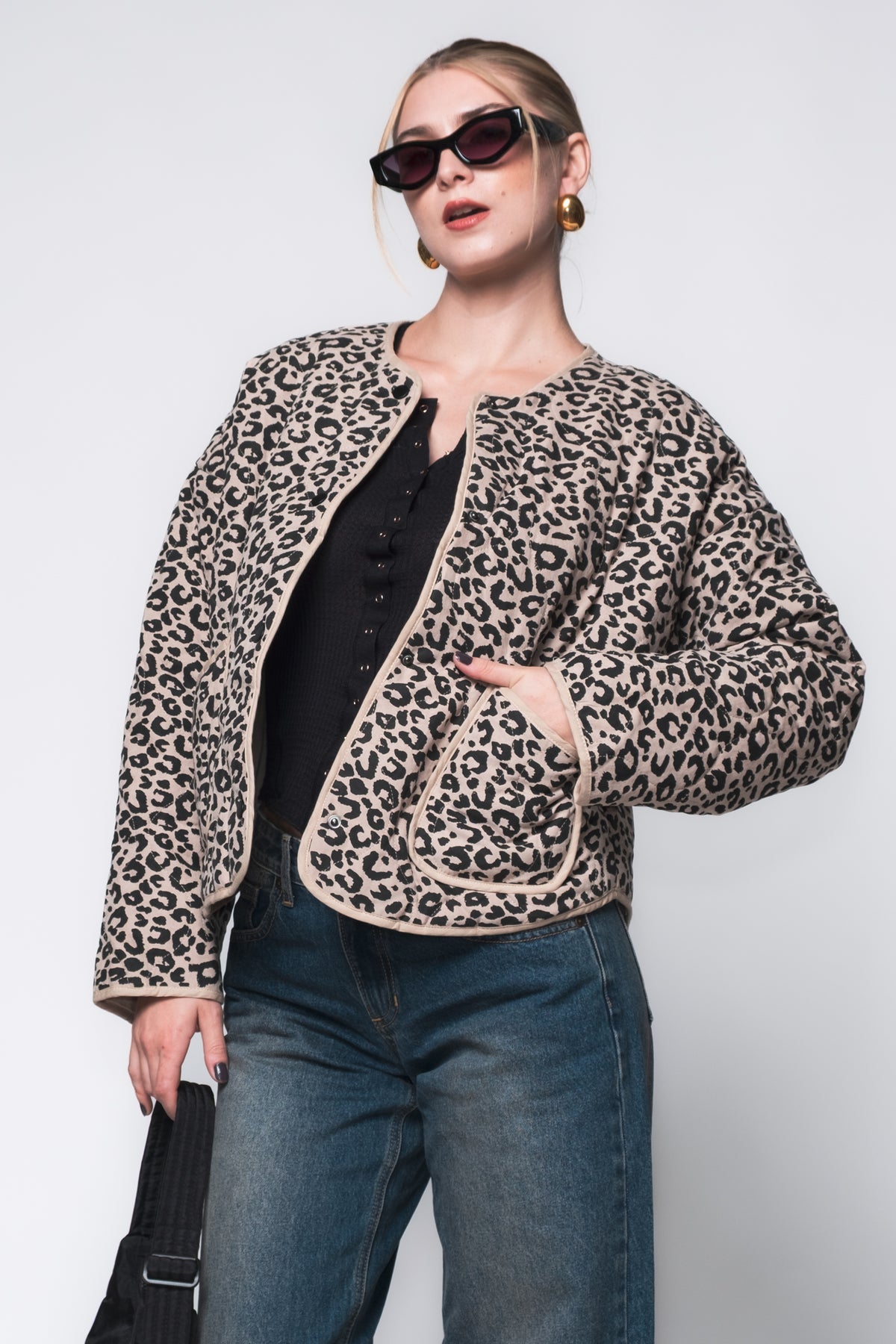 Leopard Print Quilted Jacket