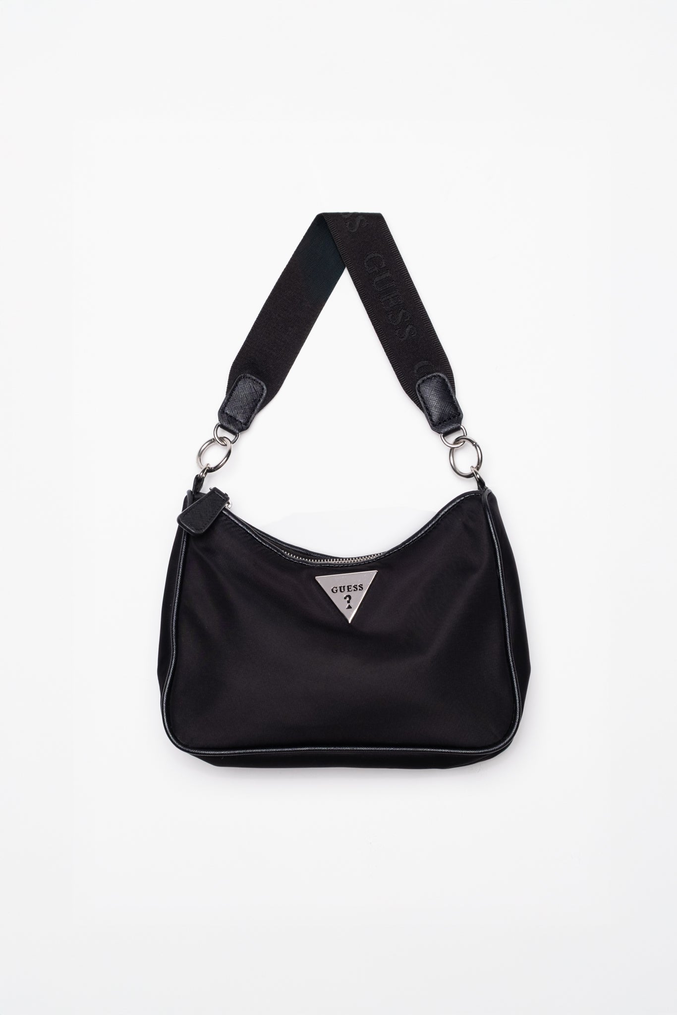 Guess vtg black nylon  shoulder bag guess handbag y2k Guess Triangle Logo Nylon Shoulder Bag – Calico main image 4