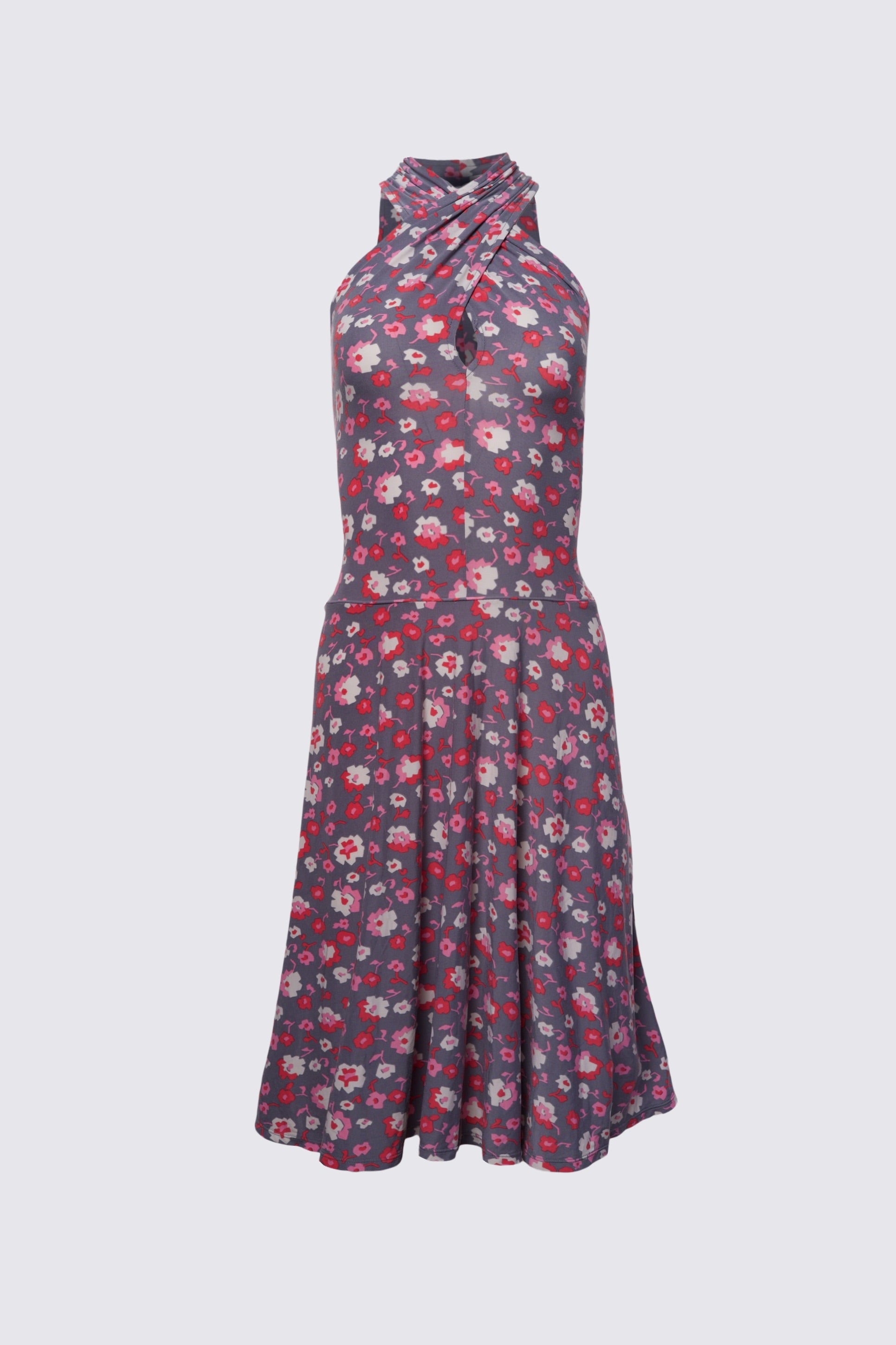 2000s Floral Jersey Halter Dress Calico 2000s Floral Jersey Halter Dress Calico