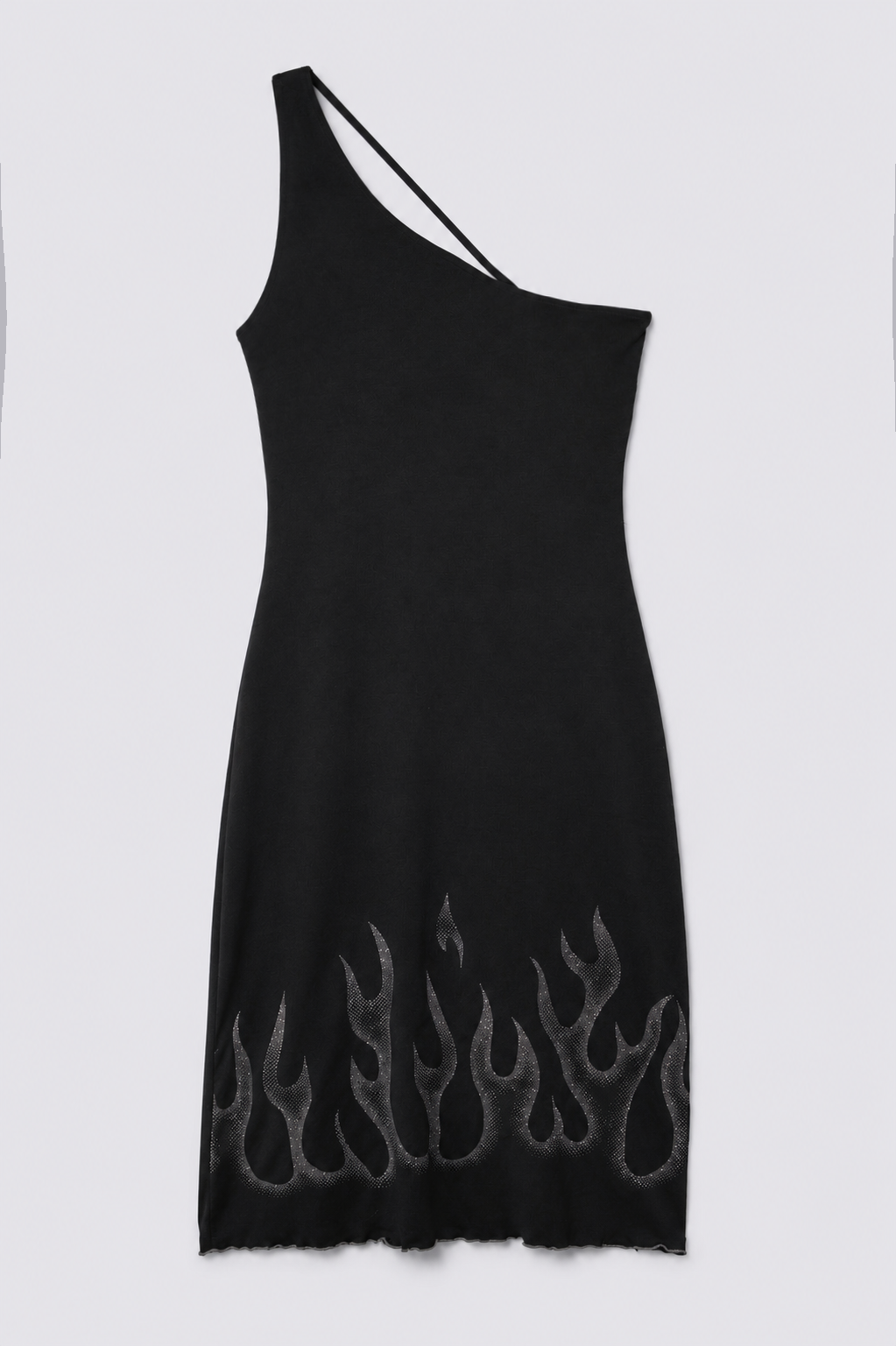 90s One Shoulder Glitter Flame Dress