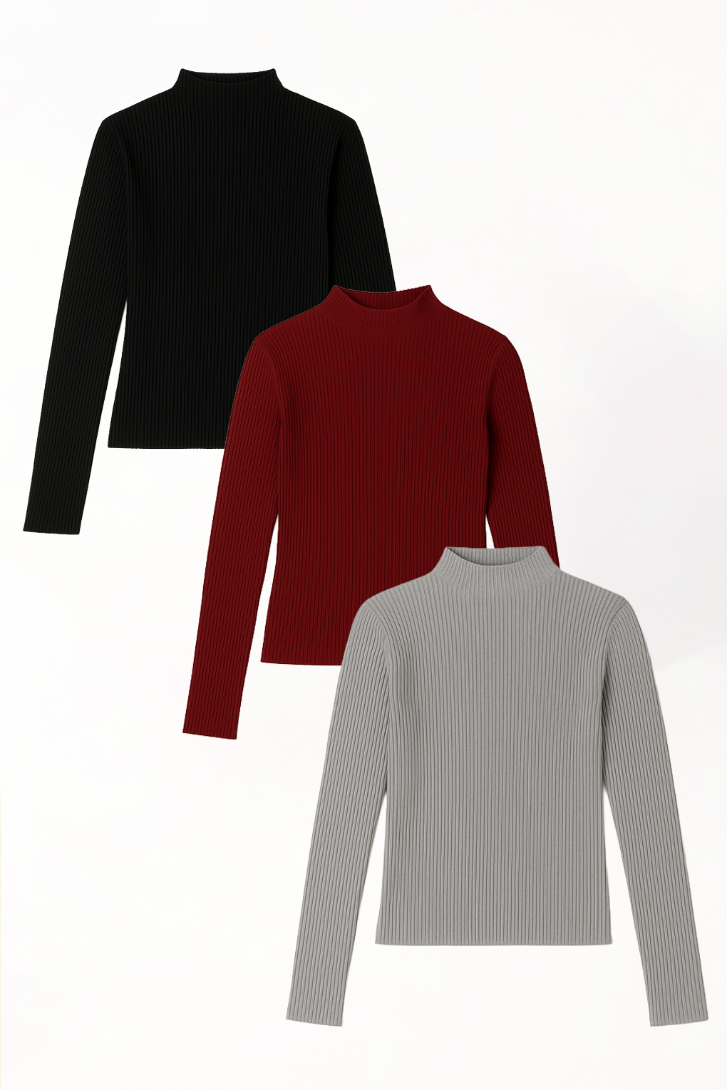 Ama Ribbed Mock Neck Layering Top