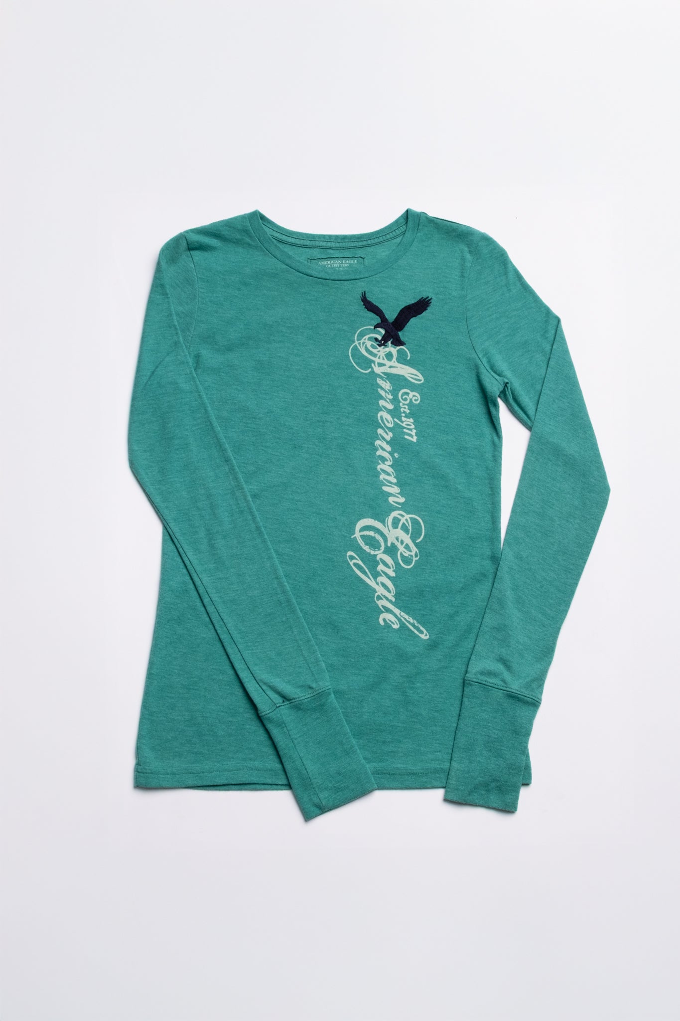 AE Embroidered Vertical Logo Long Sleeve Tee