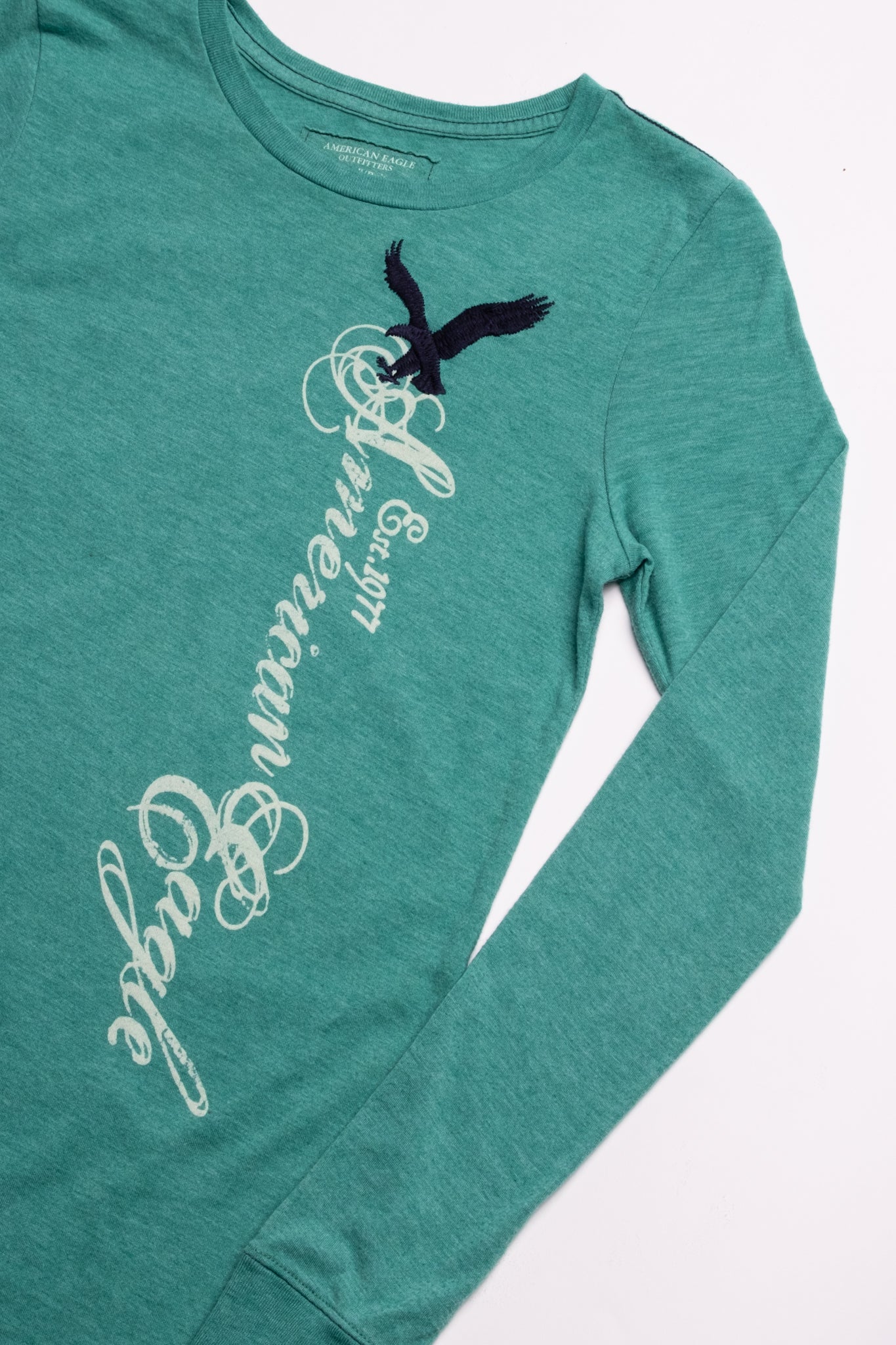 AE Embroidered Vertical Logo Long Sleeve Tee