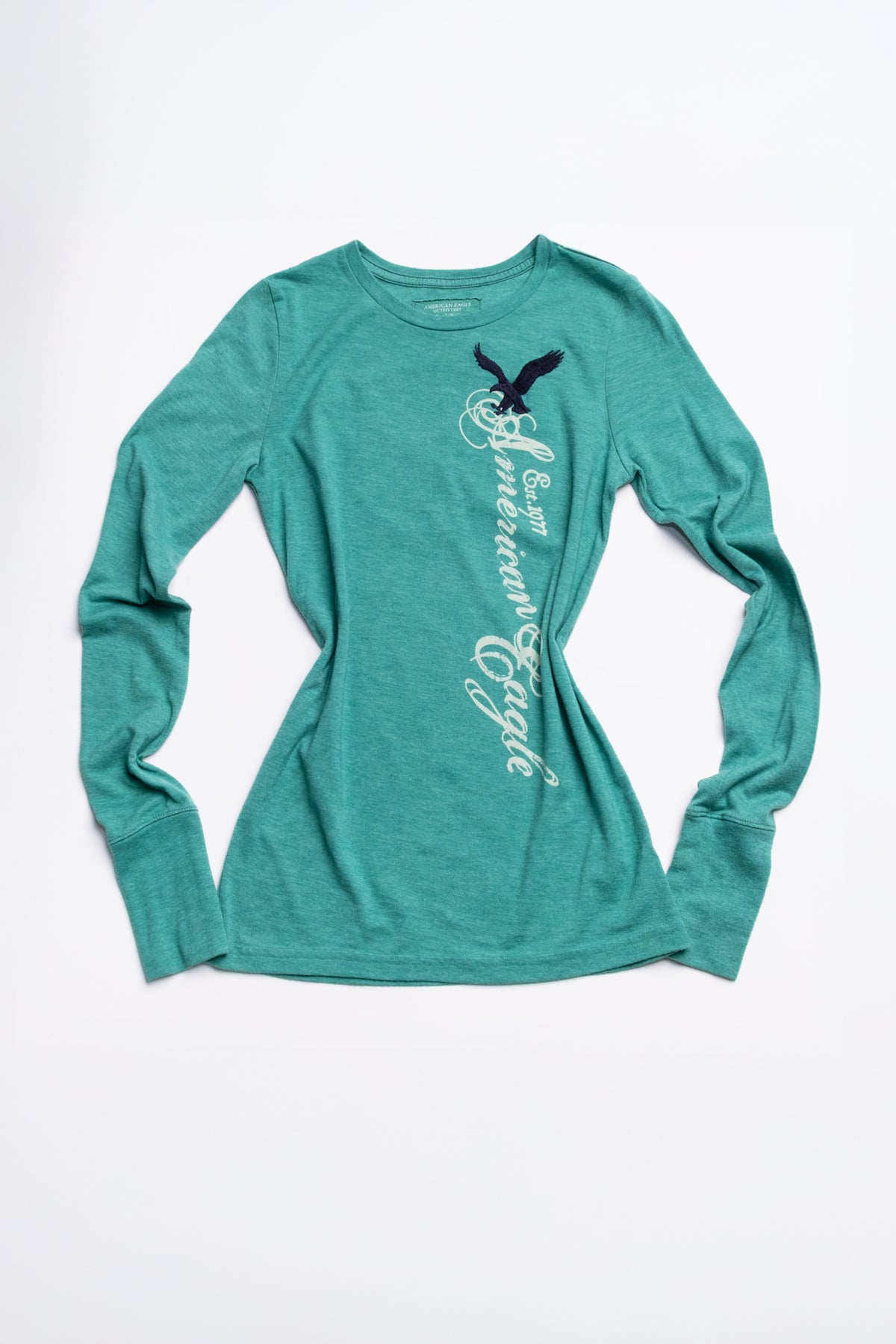 AE Embroidered Vertical Logo Long Sleeve Tee