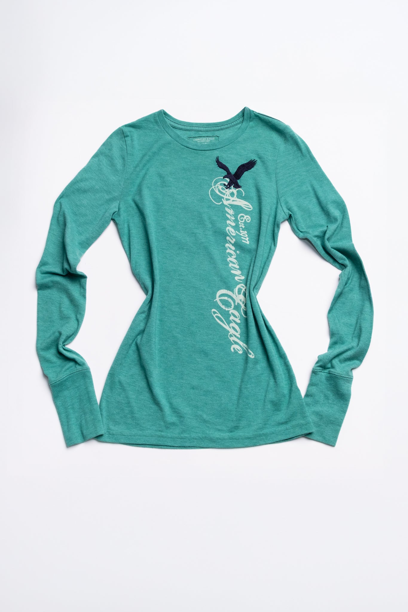 AE Embroidered Vertical Logo Long Sleeve Tee