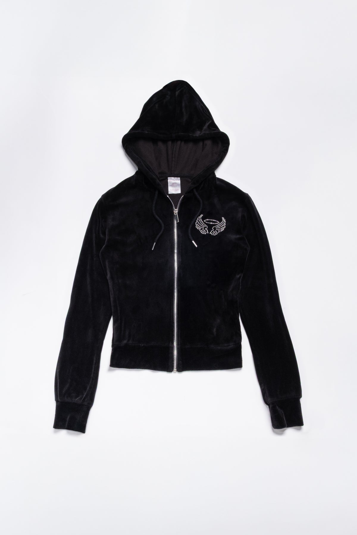 Rhinesone Angel Wing Fitted Velour Hoodie