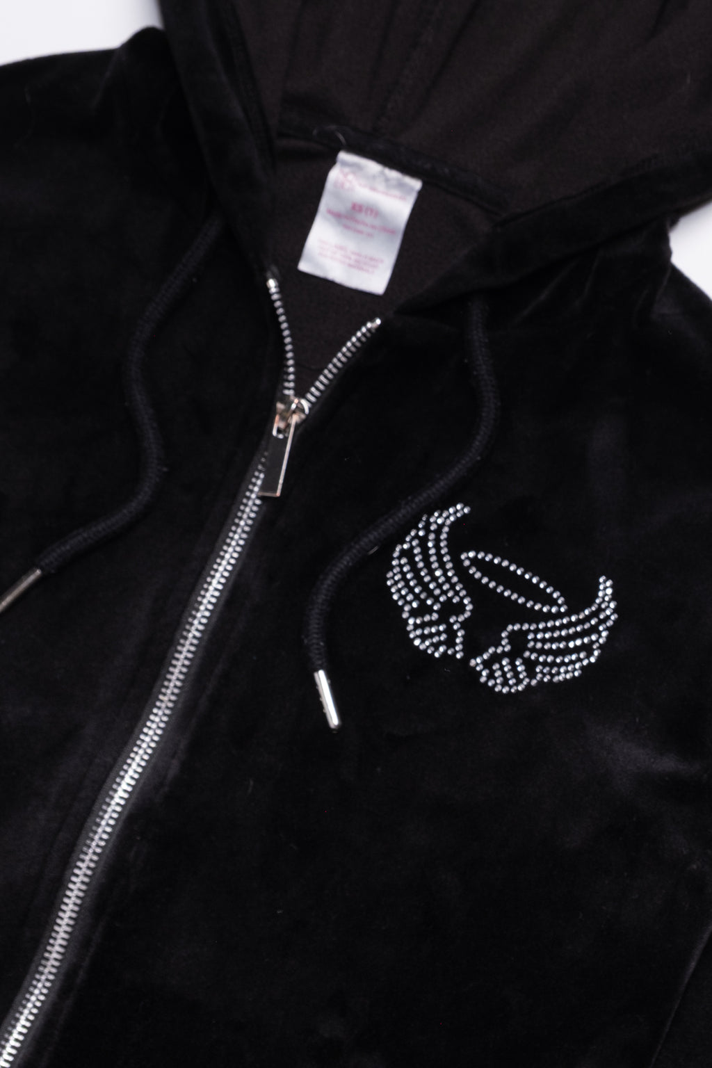 Rhinesone Angel Wing Fitted Velour Hoodie