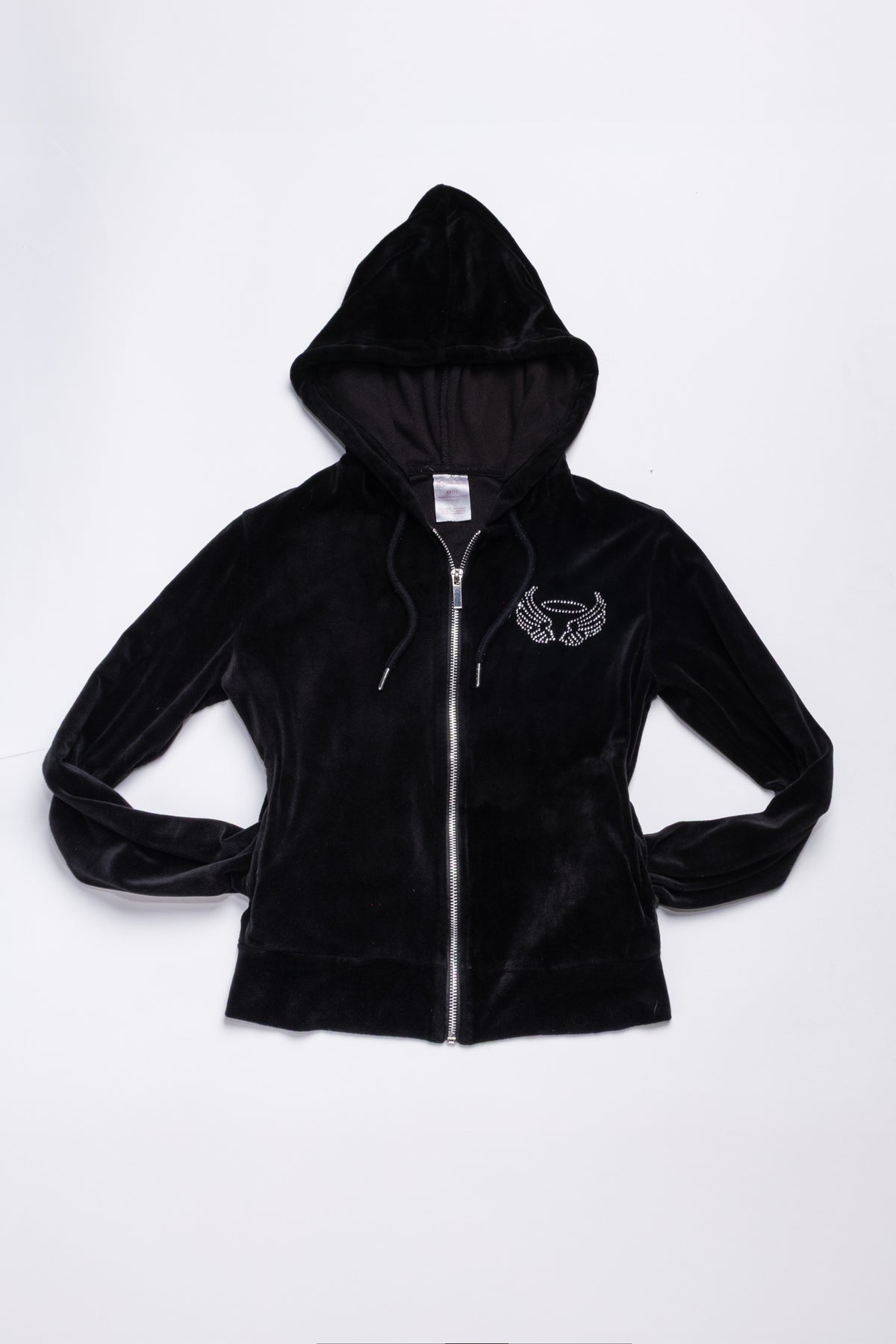 Rhinesone Angel Wing Fitted Velour Hoodie
