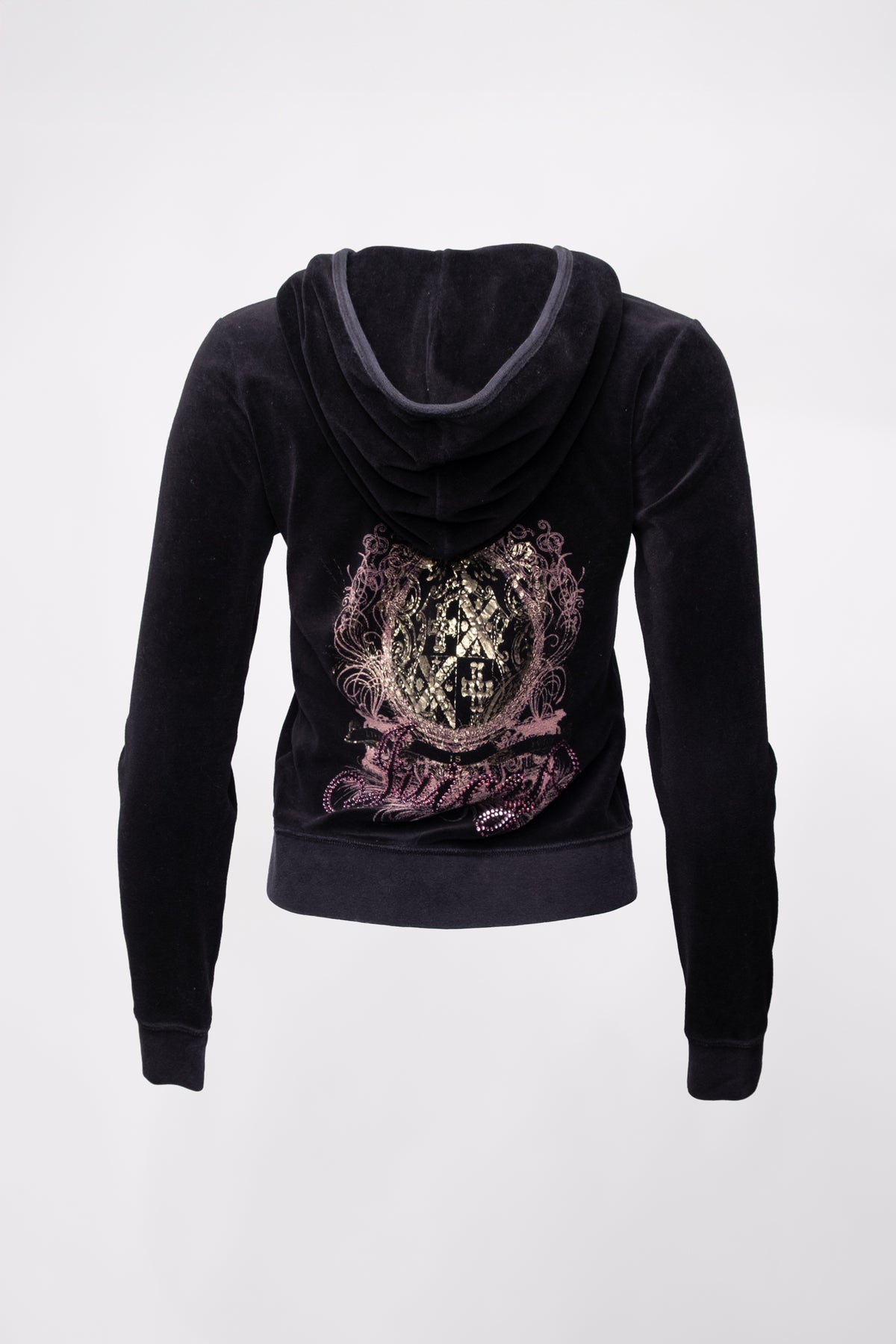 Juicy Couture Rhinestone Crest Velour Zip Hoodie