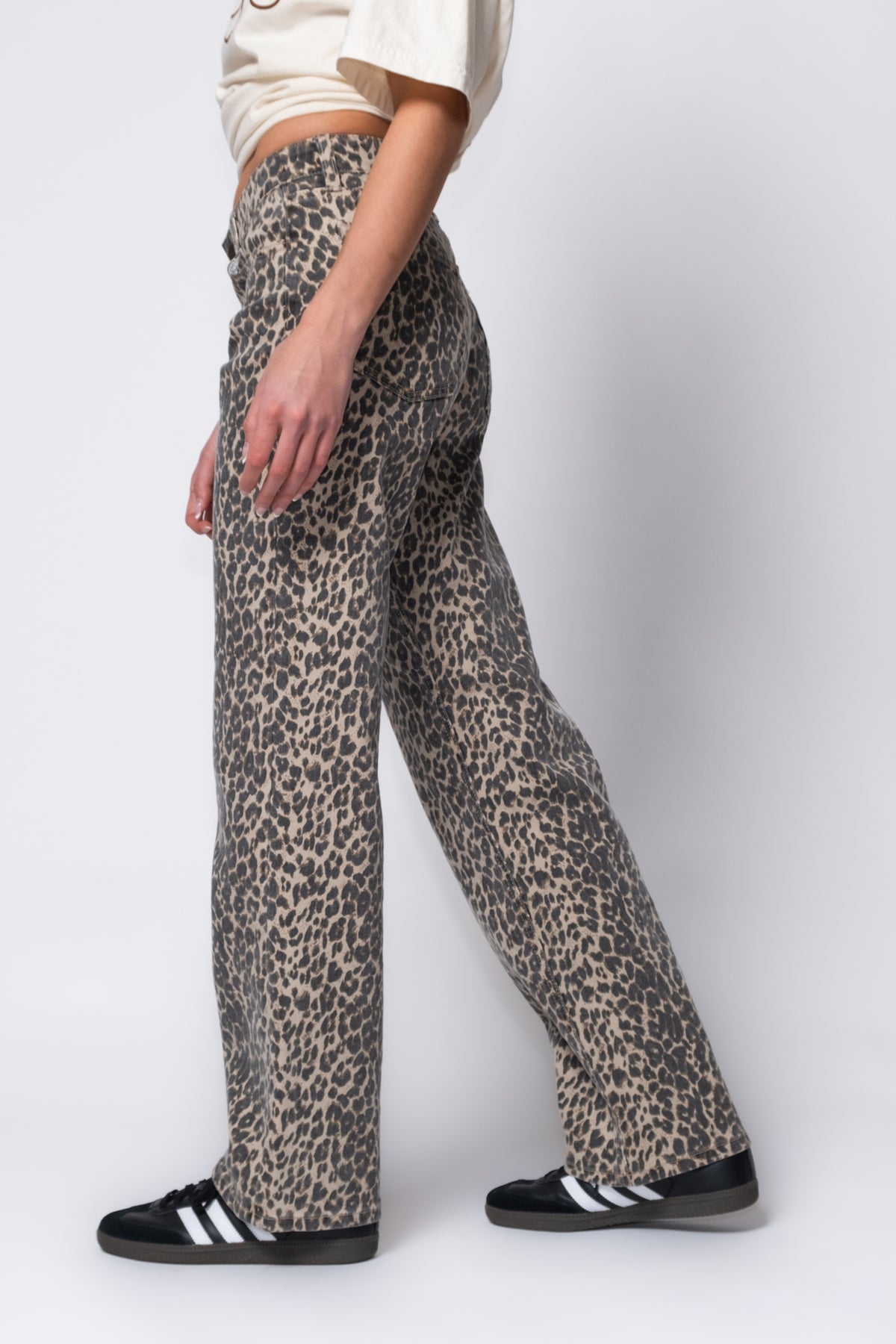 Just Black Low Rise Leopard Print Jeans