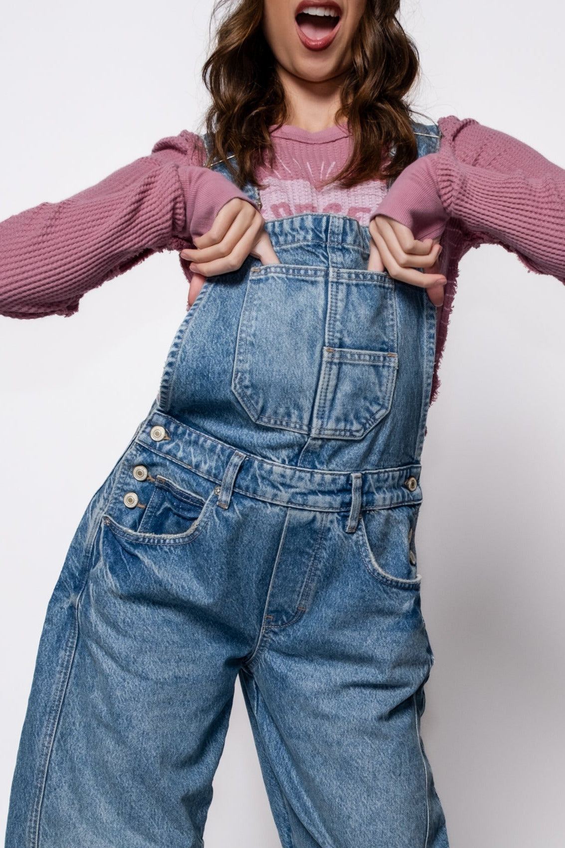 Free People Good Luck Barrel Overalls