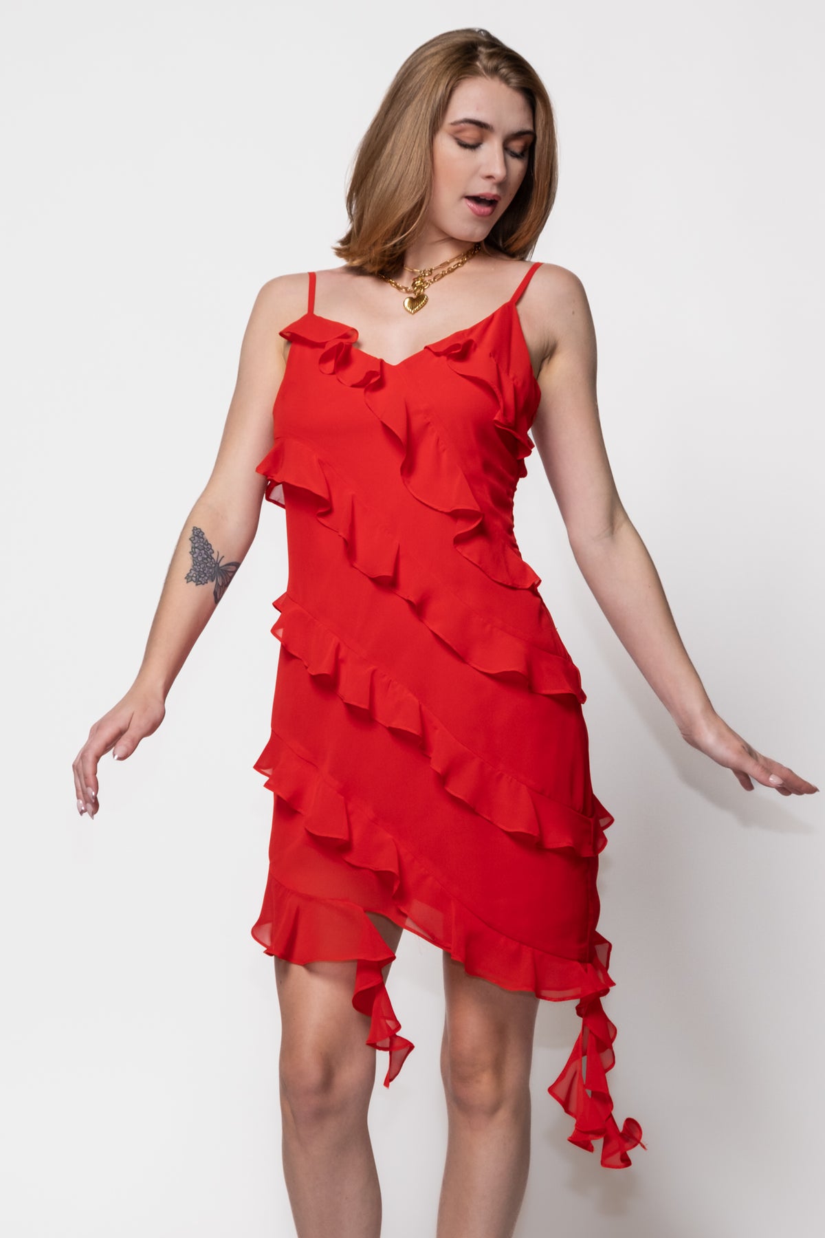 Uma Bias Cut Ruffle Dress