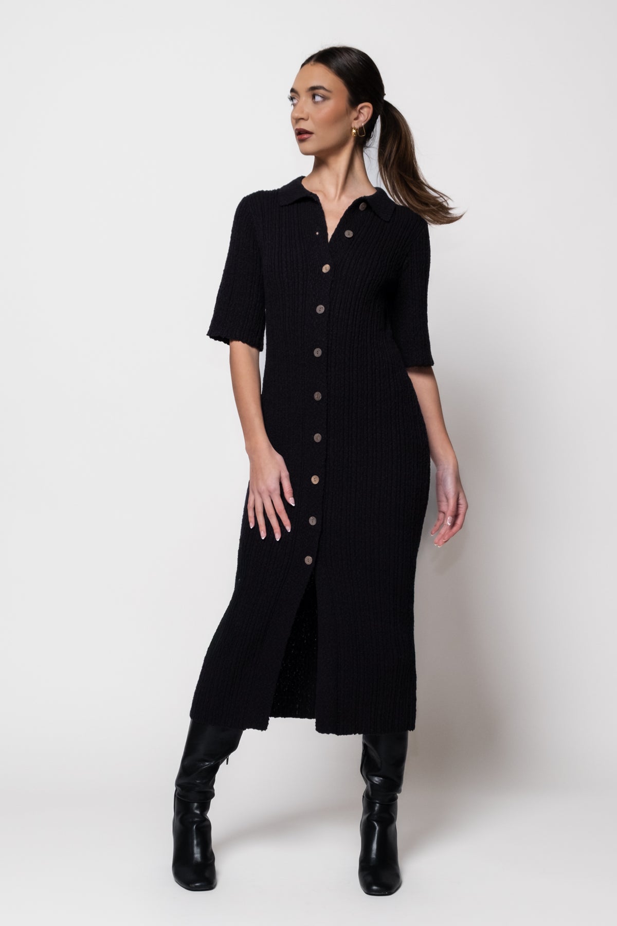 Olivia Ribbed Knit Midi Dress