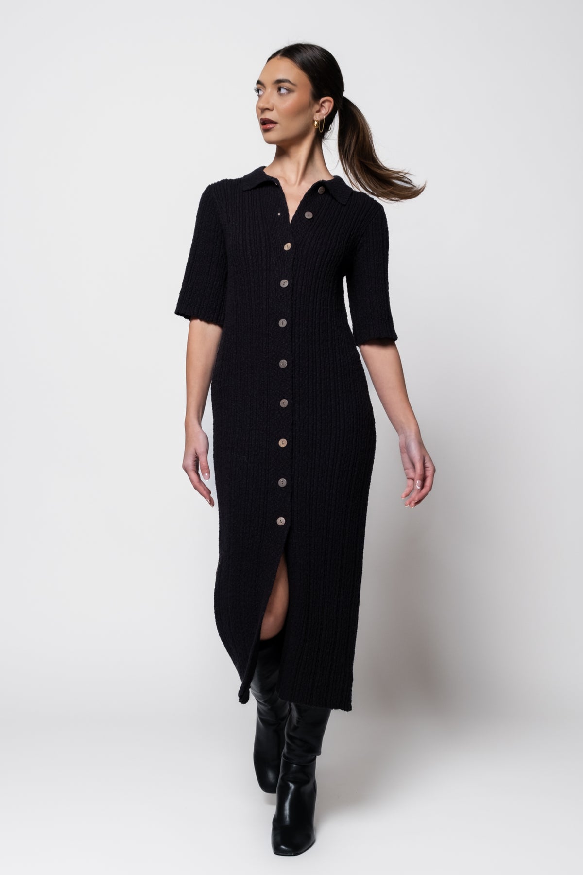 Olivia Ribbed Knit Midi Dress