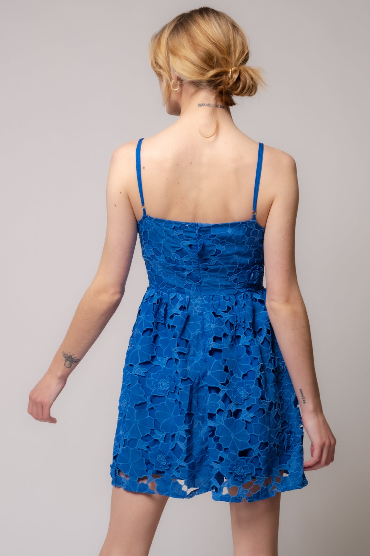 True Blue Lace Mini Dress