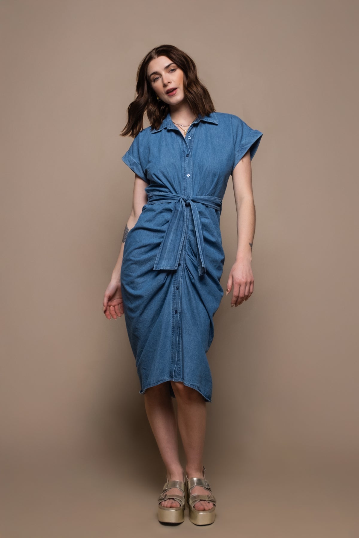 Steve Madden Tori Chambray Shirt Dress