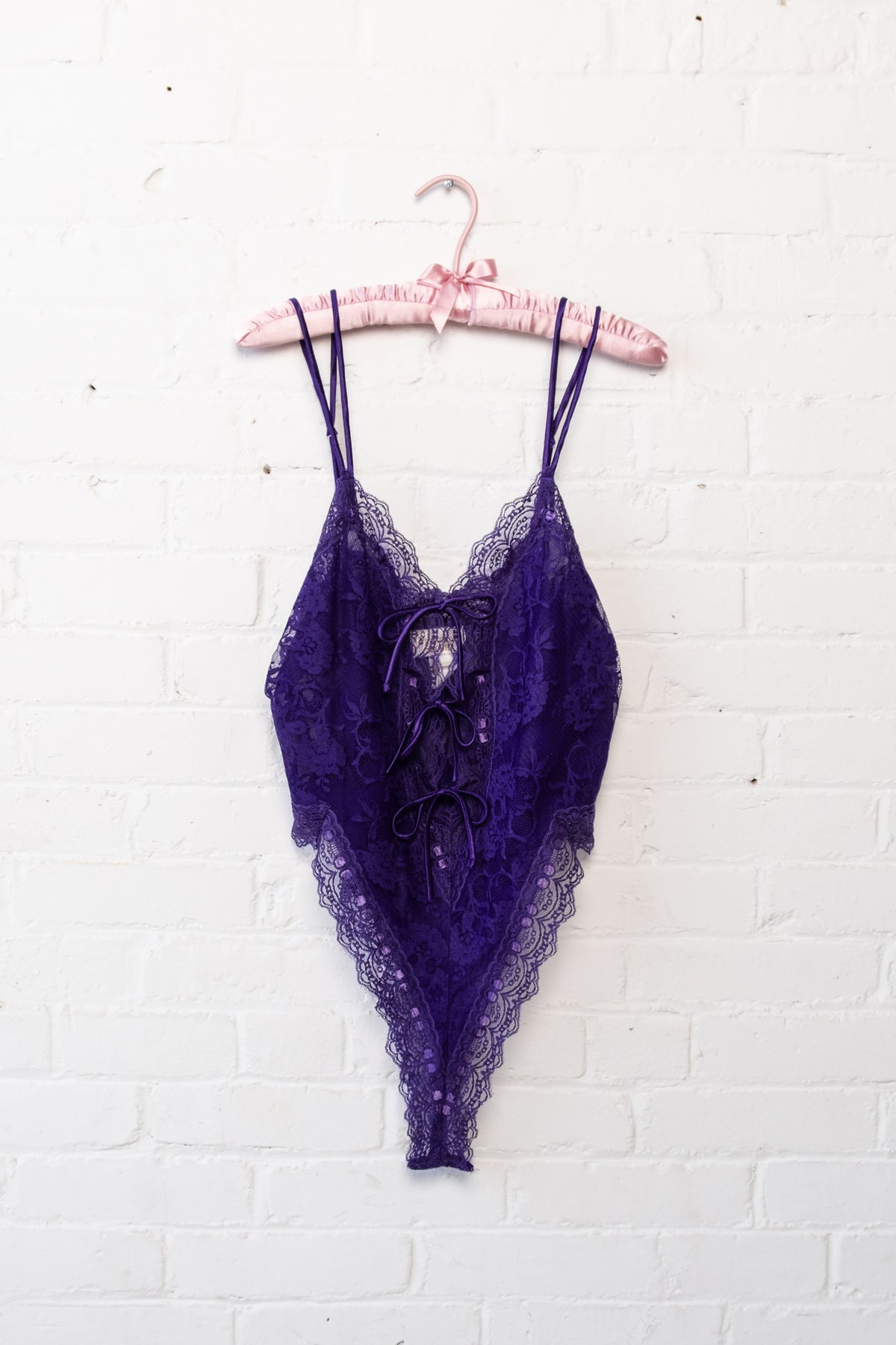 Victoria's Secret Gold Label High Leg Lace Trim Teddy