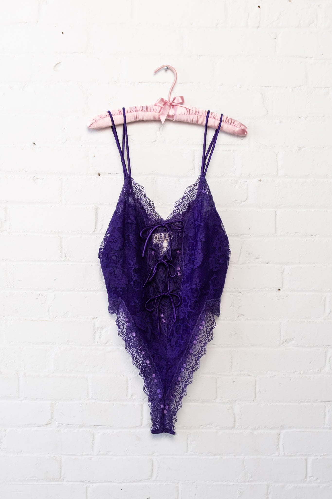 Victoria's Secret Gold Label High Leg Lace Trim Teddy