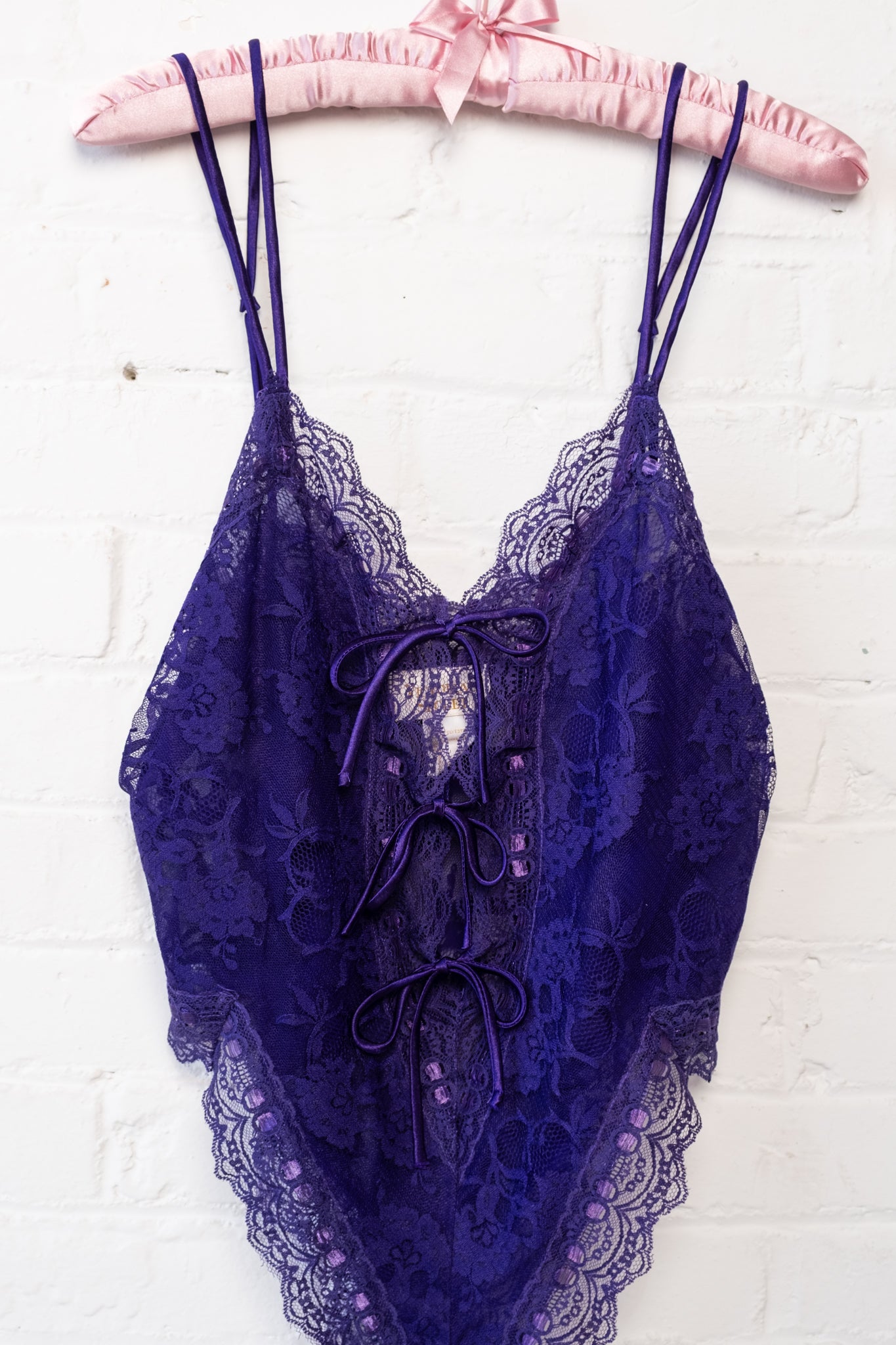 Victoria's Secret Gold Label High Leg Lace Trim Teddy