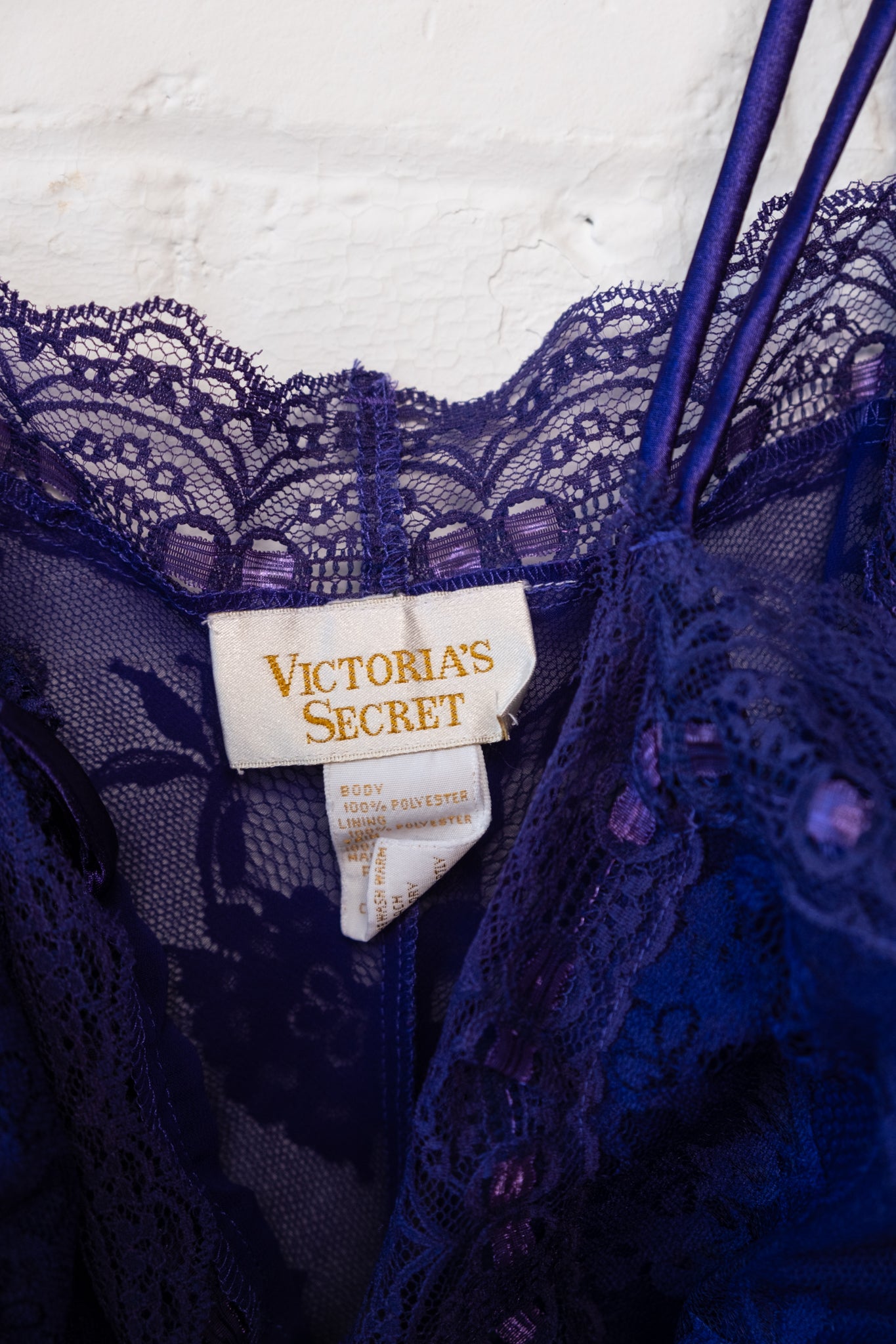 Victoria's Secret Gold Label High Leg Lace Trim Teddy