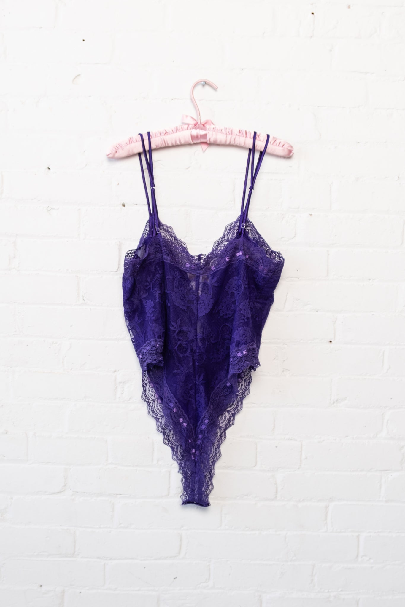 Victoria's Secret Gold Label High Leg Lace Trim Teddy