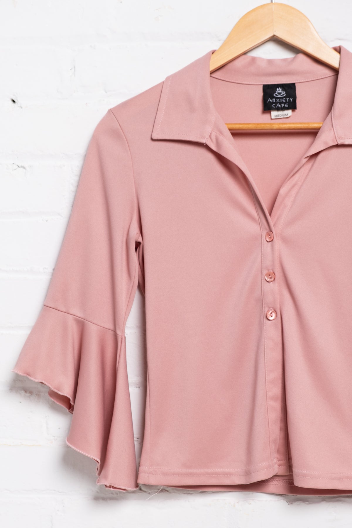 Anxiety Cafe Flutter Sleeve Top