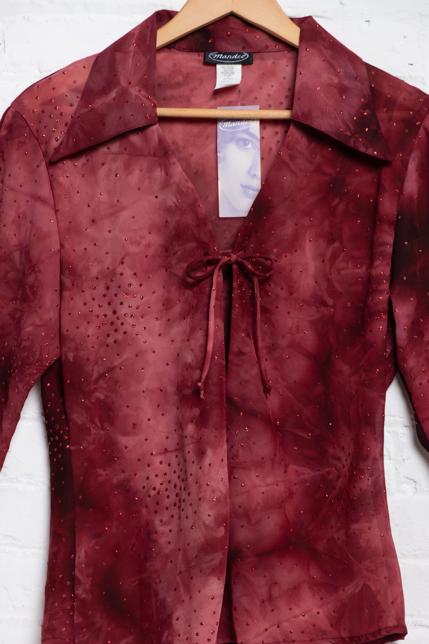 Glitter Sheer Collared Top