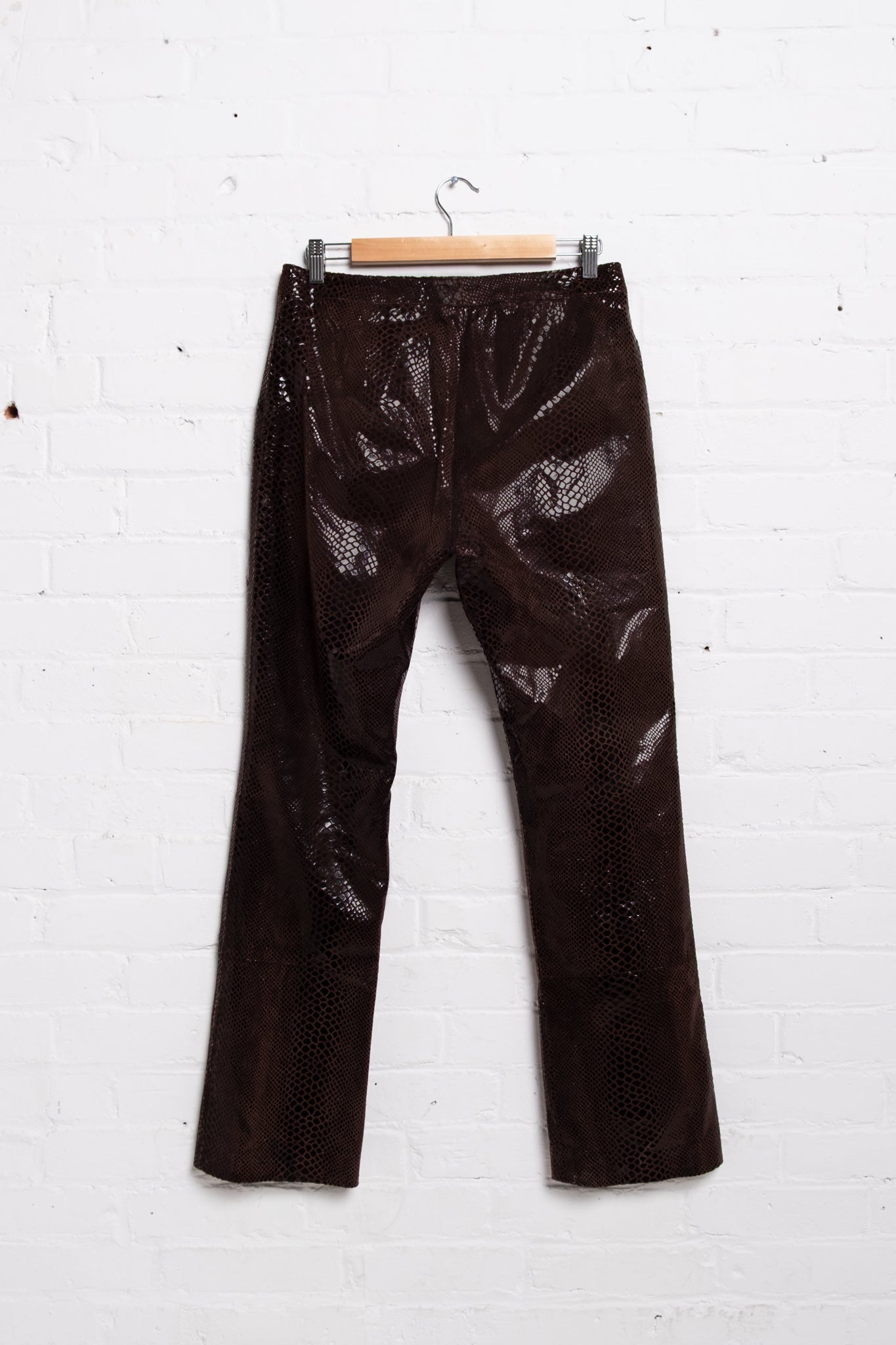 Cache Embossed Leather Straight Leg Pants