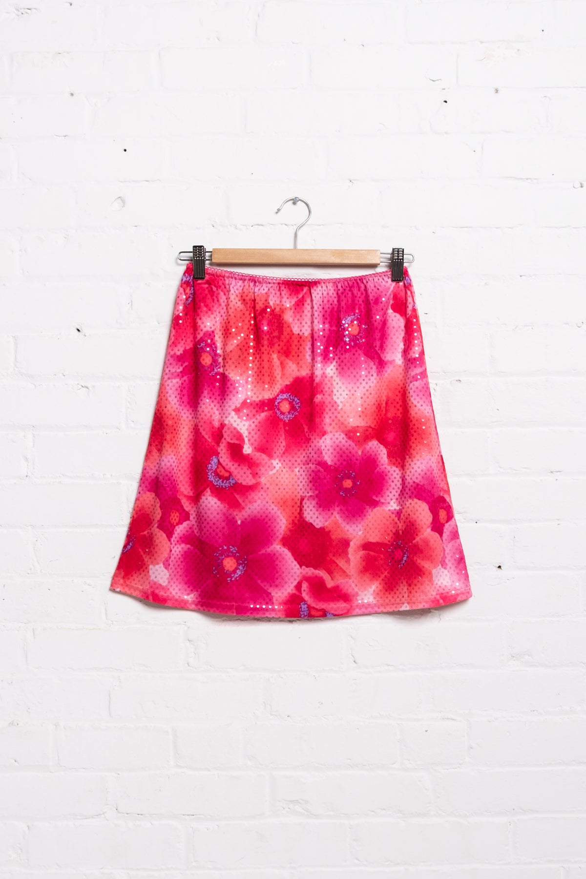Glossy Dot Floral Slip Skirt