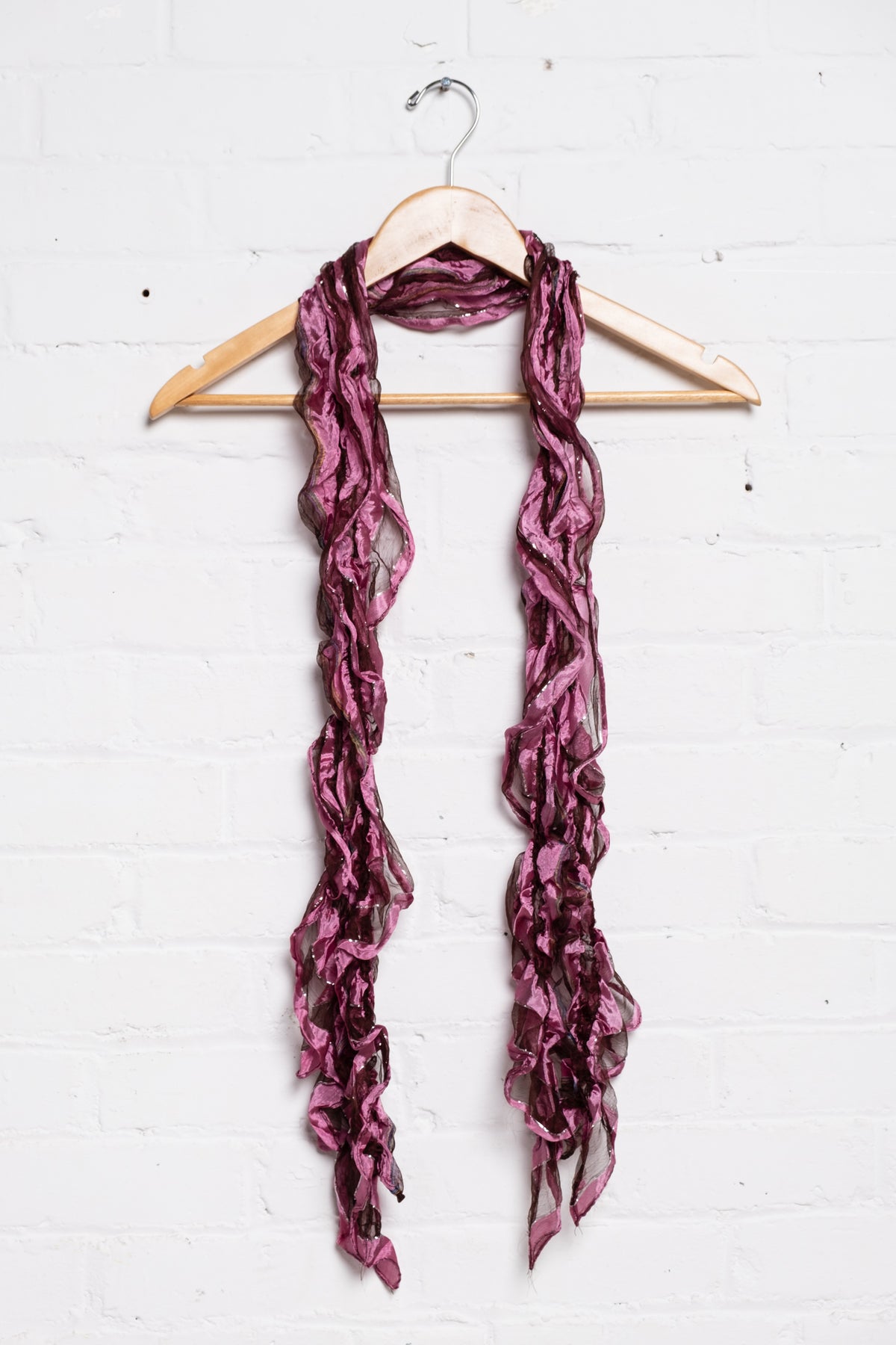 Lurex Skinny Ruffle Scarf