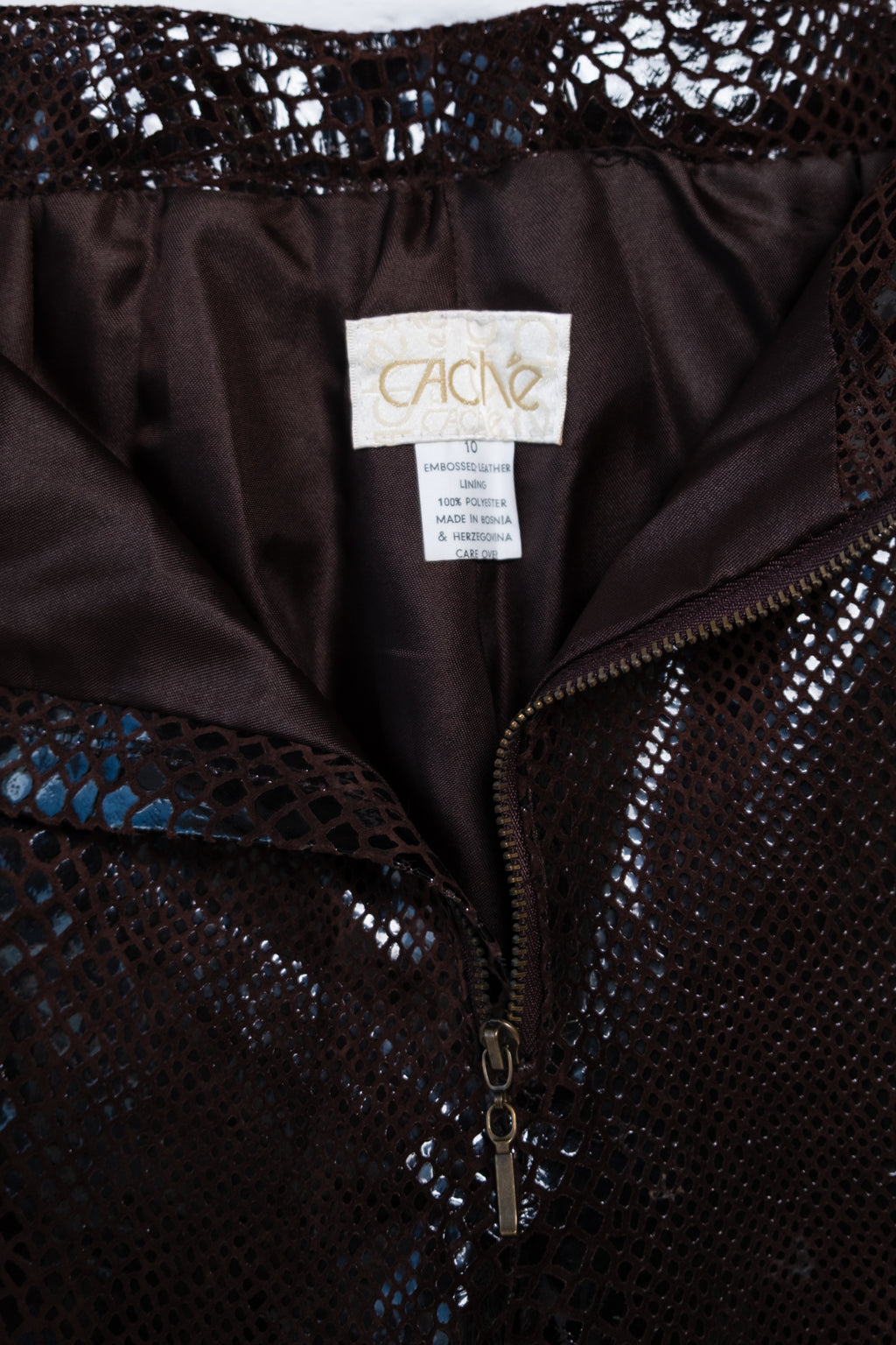 Cache Embossed Leather Straight Leg Pants