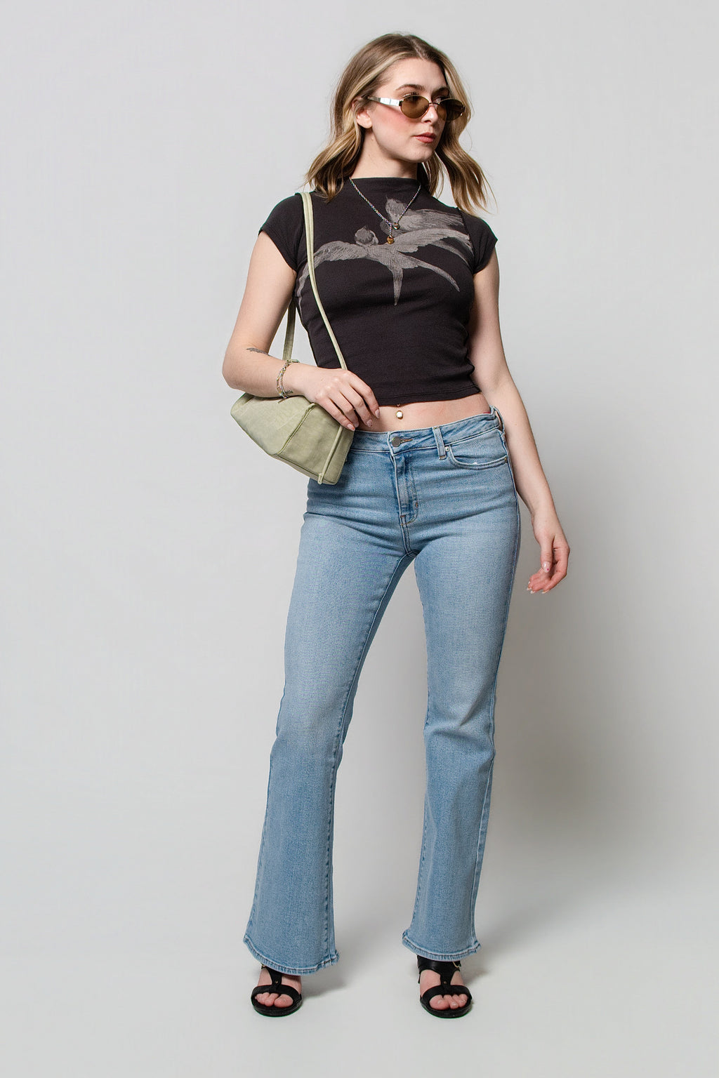 Just Black Mid Rise Flare Jeans