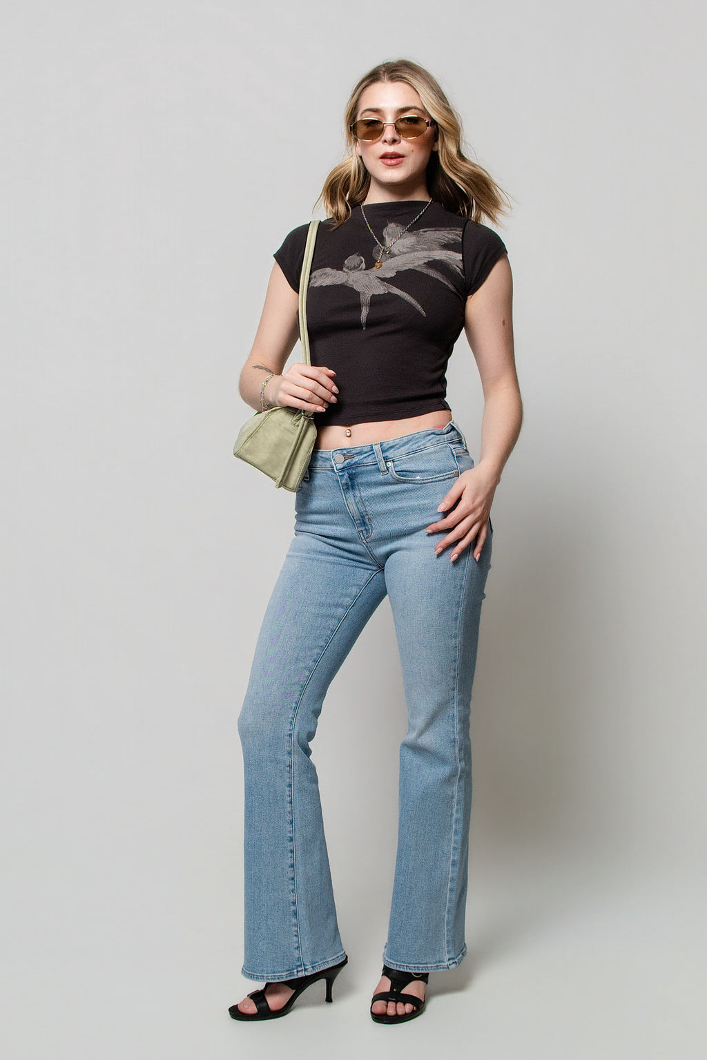 Just Black Mid Rise Flare Jeans