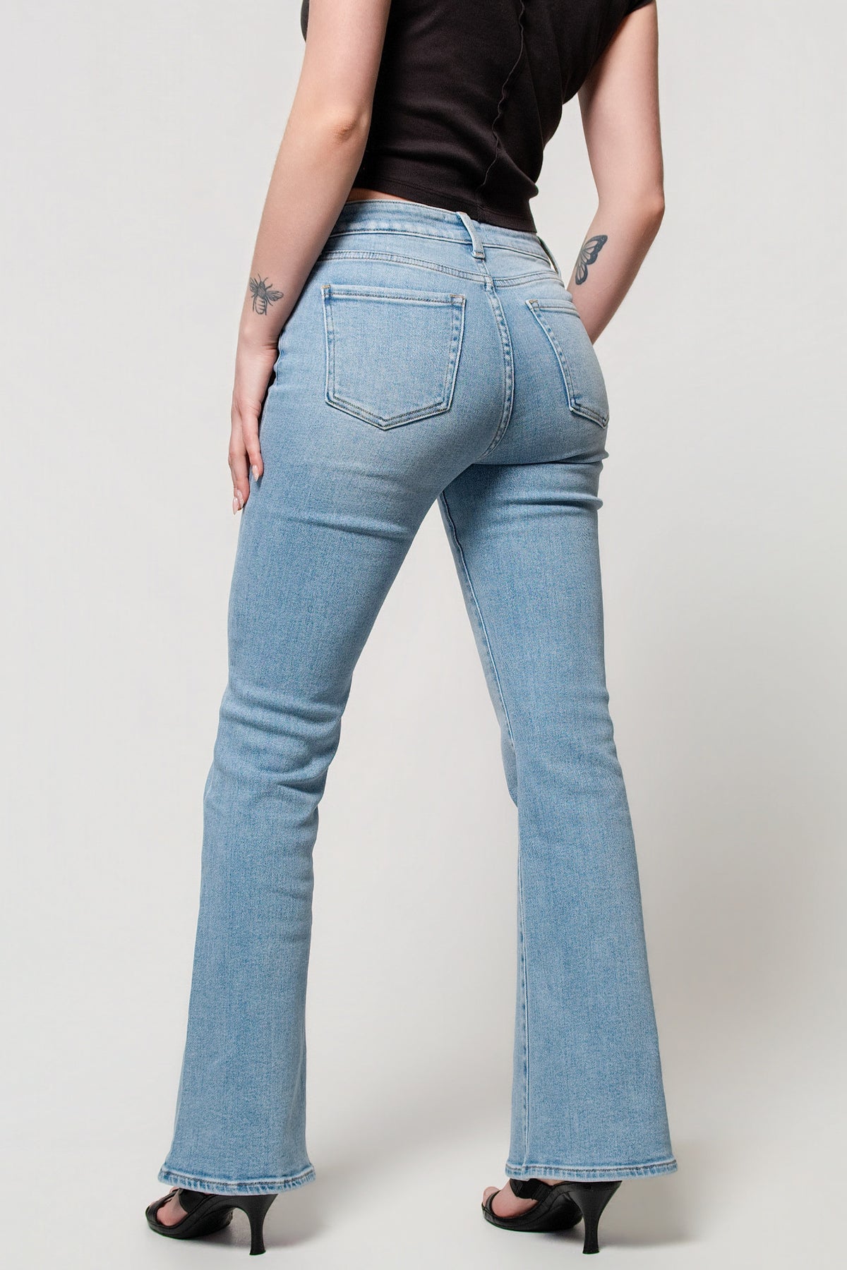 Just Black Mid Rise Flare Jeans