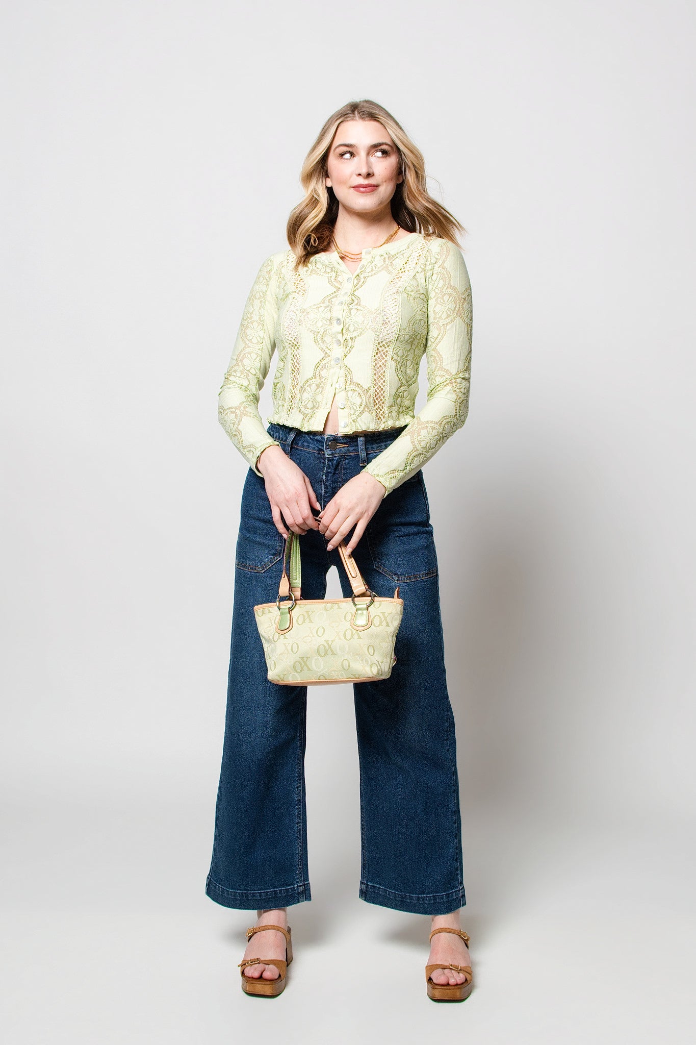 Free People Jae Sheer Lace Knit Long Sleeve Top – Calico