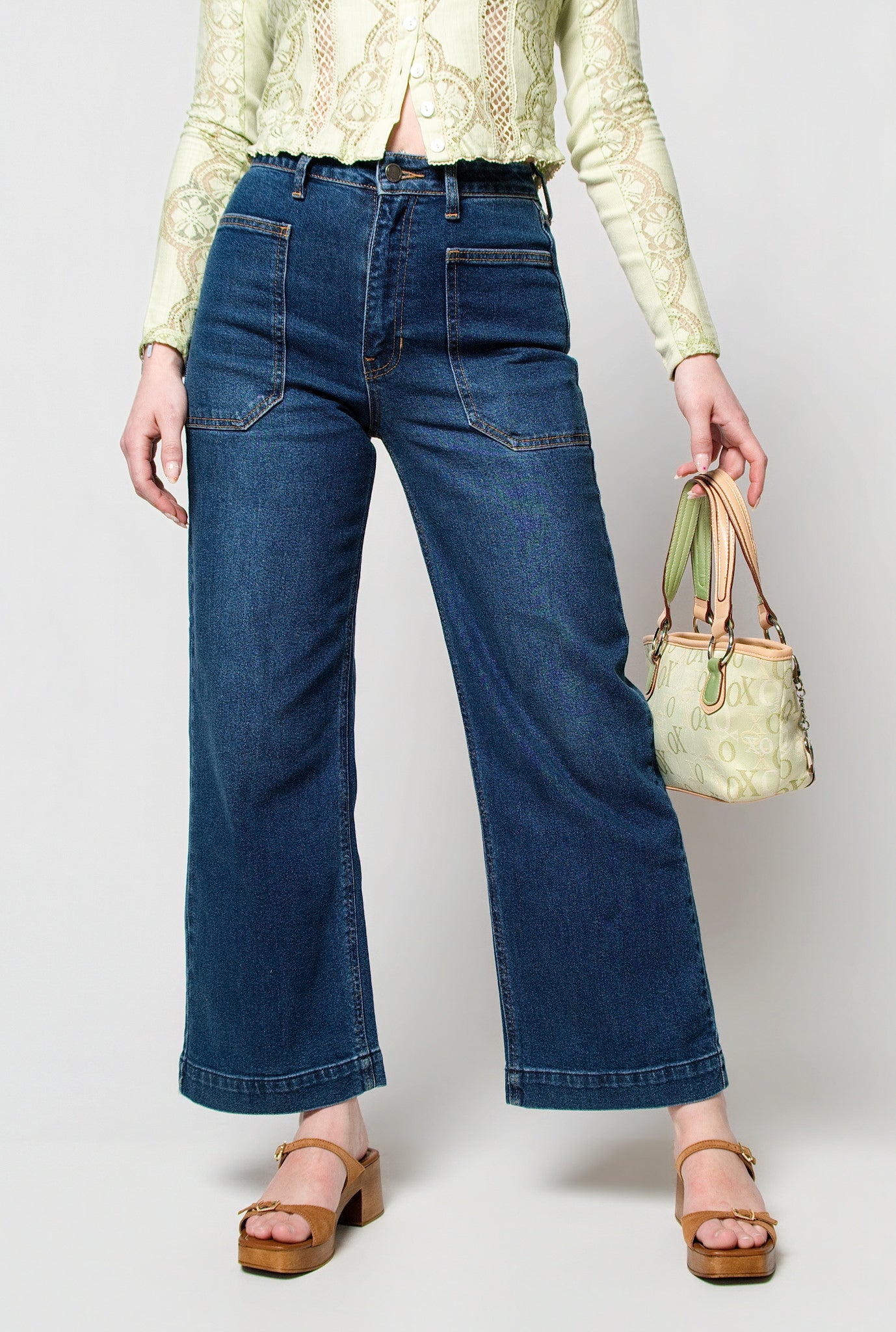 Just Black Utility Pocket Wide Leg Jeans