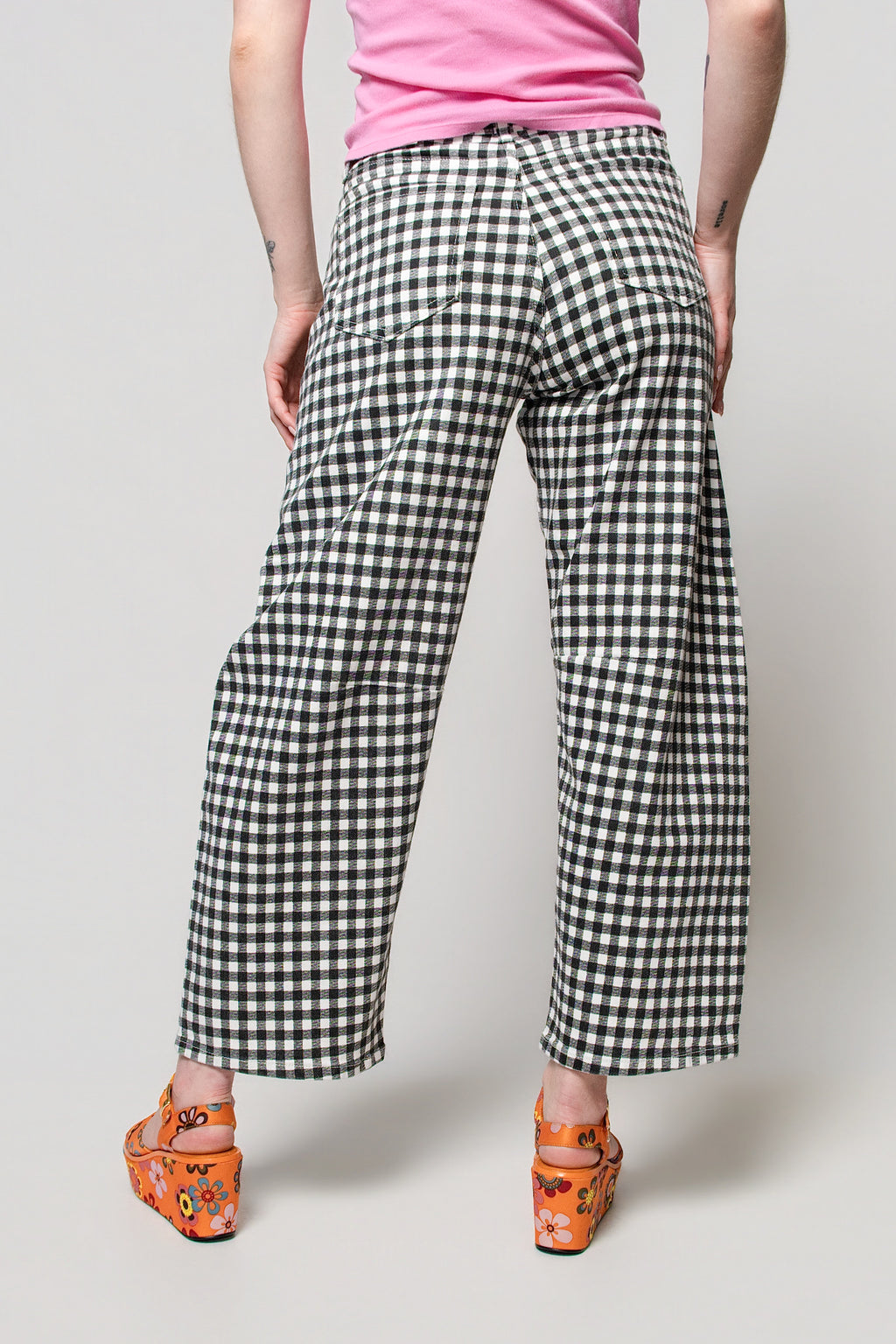 Just Black Gingham Baby Barrel Jeans