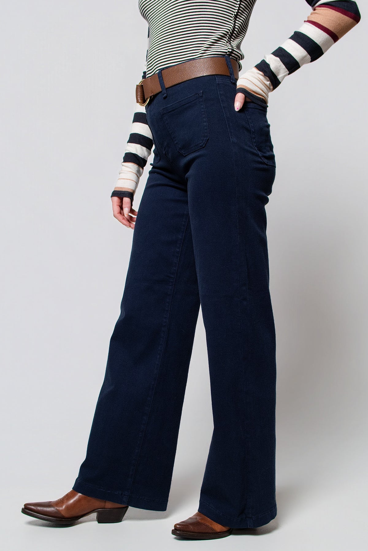 Just Black Patch Pocket Wide Leg Jeans