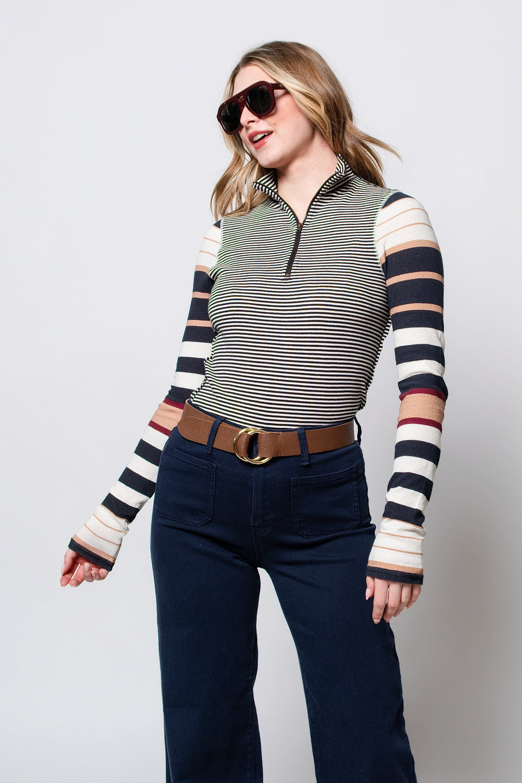 Free People Avery Zip Up Top