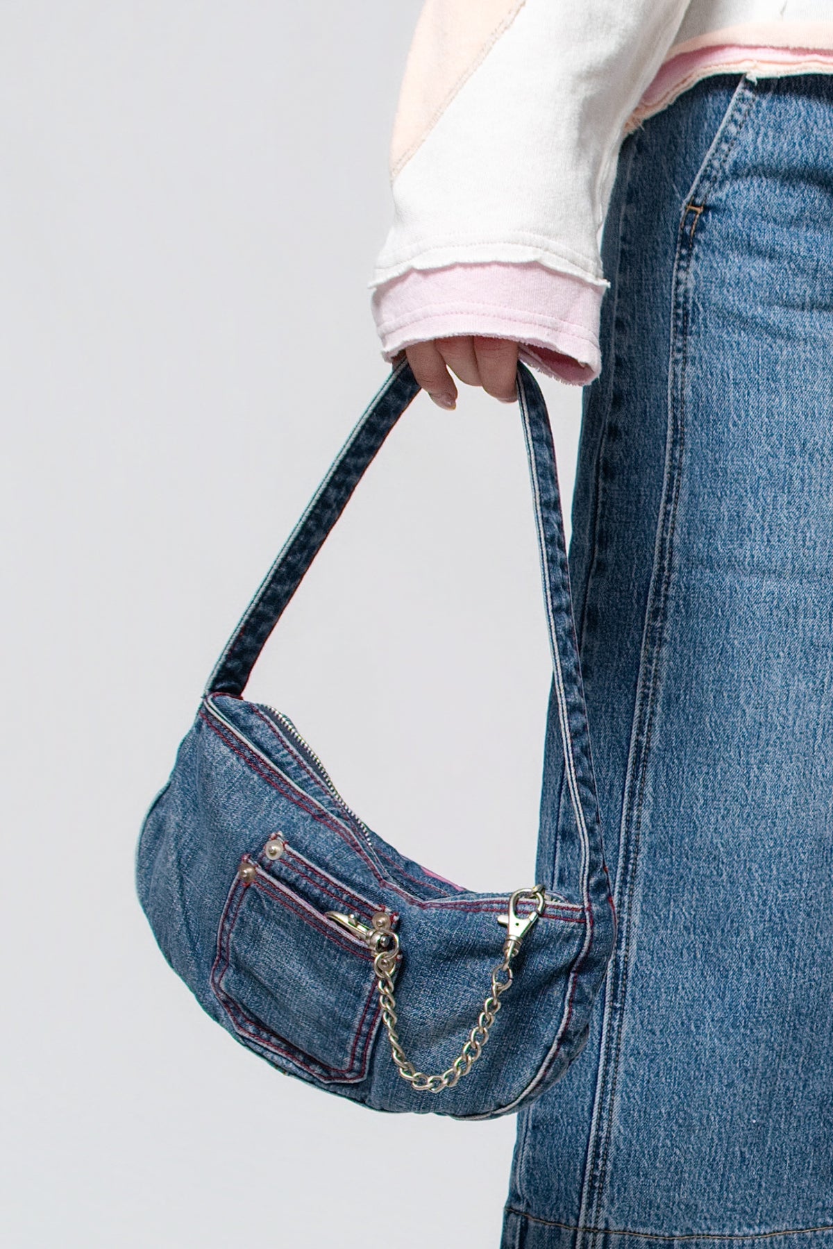 2004 Old Navy Denim Mini Bag with Chain Hardware