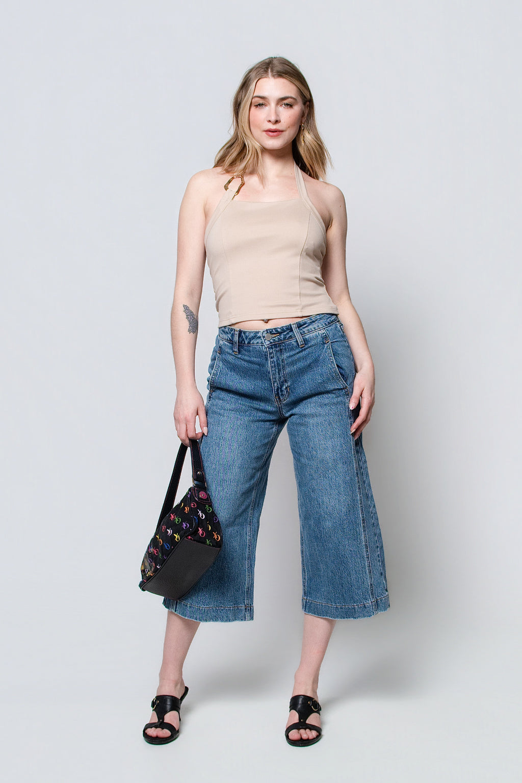 Just Black Wide Leg Capris