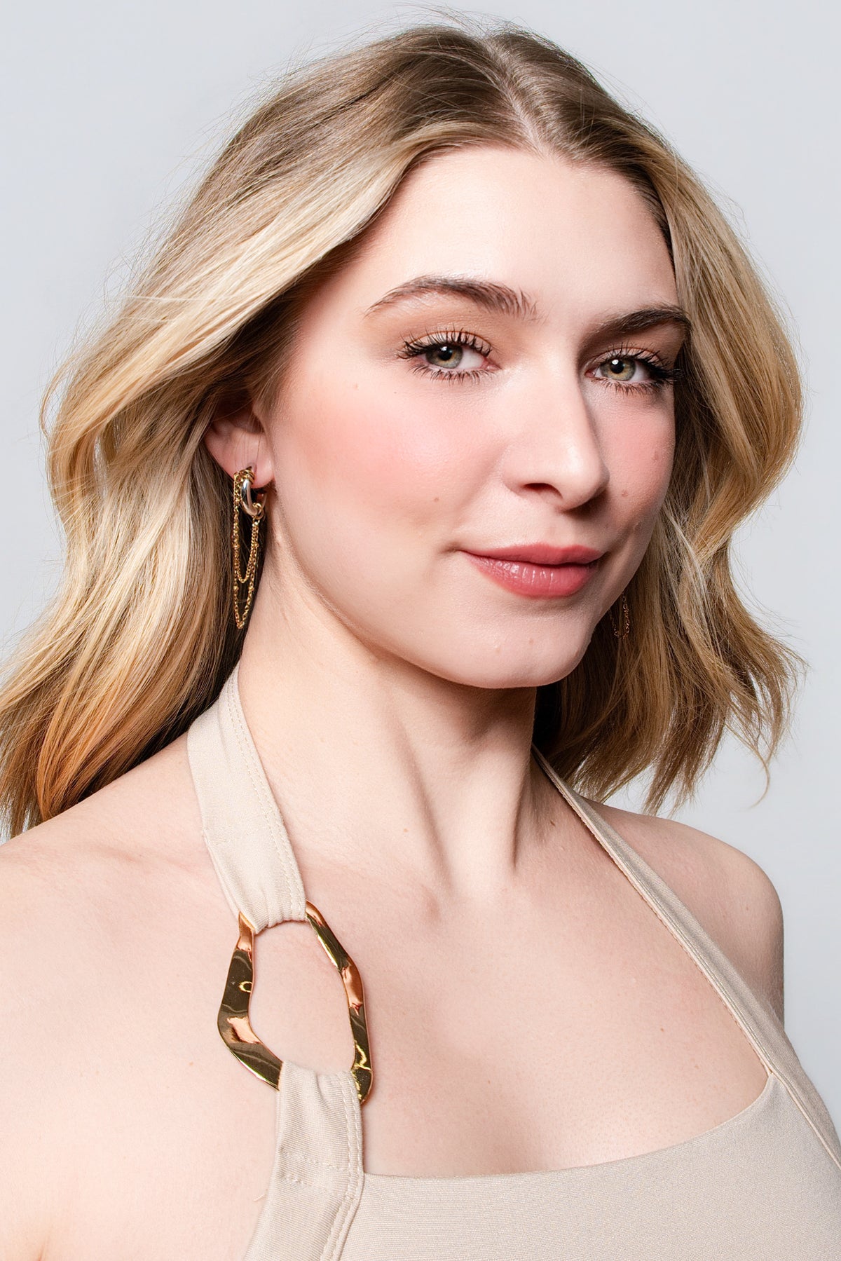 Mixed Metals Draped Chain Hoops