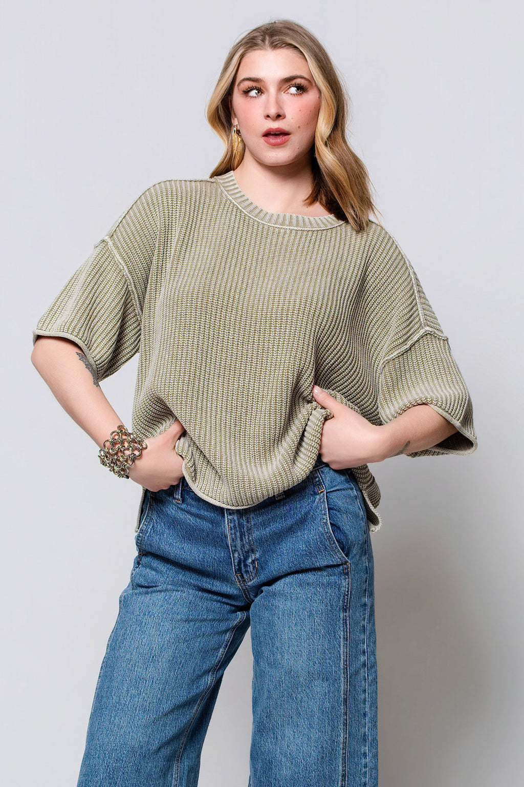 Effie Slouchy Short Sleeve Knit