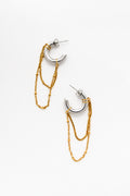 Mixed Metals Draped Chain Hoops